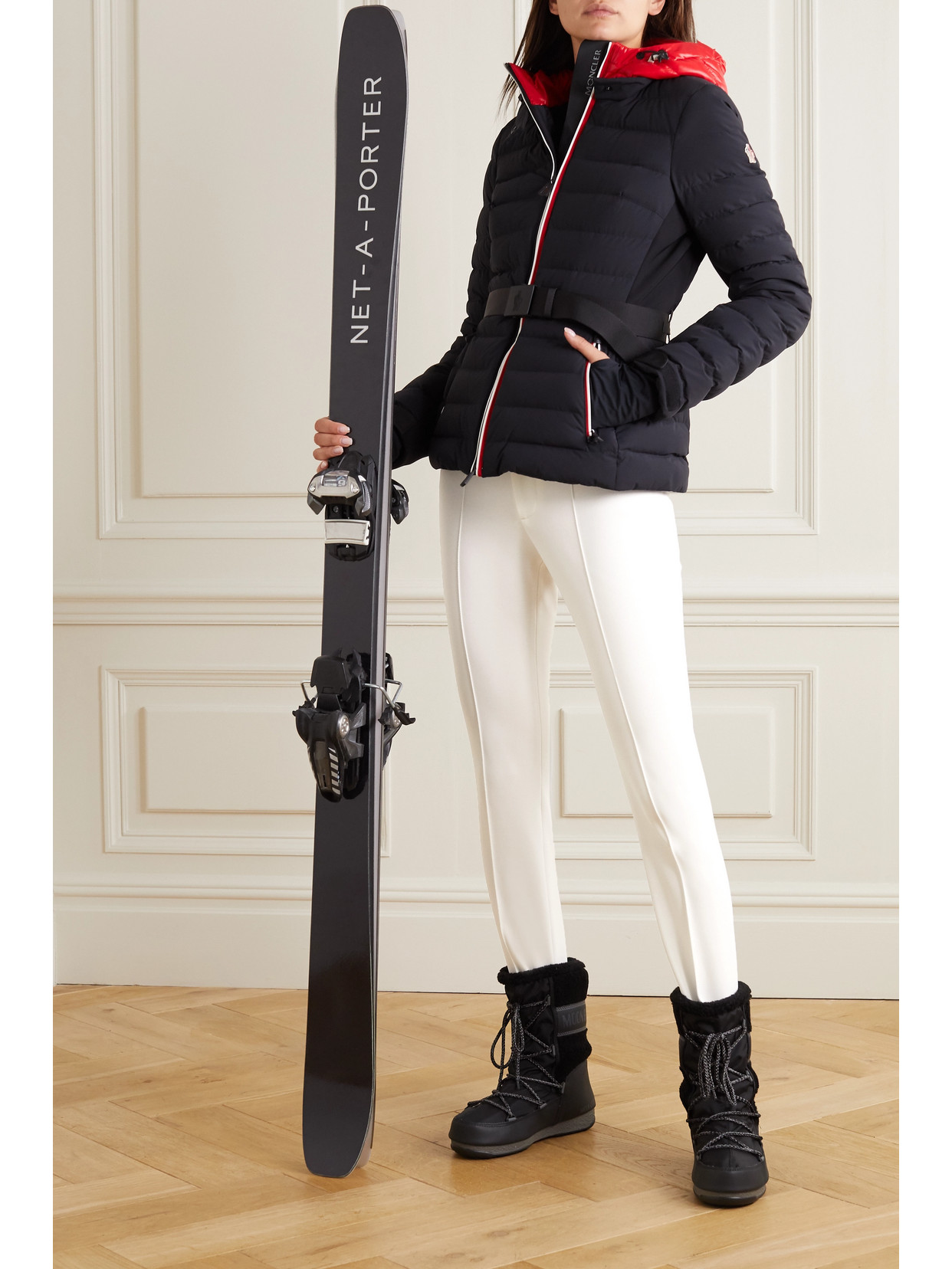 Shop Moncler Sportivo Stirrup Ski Pants In White