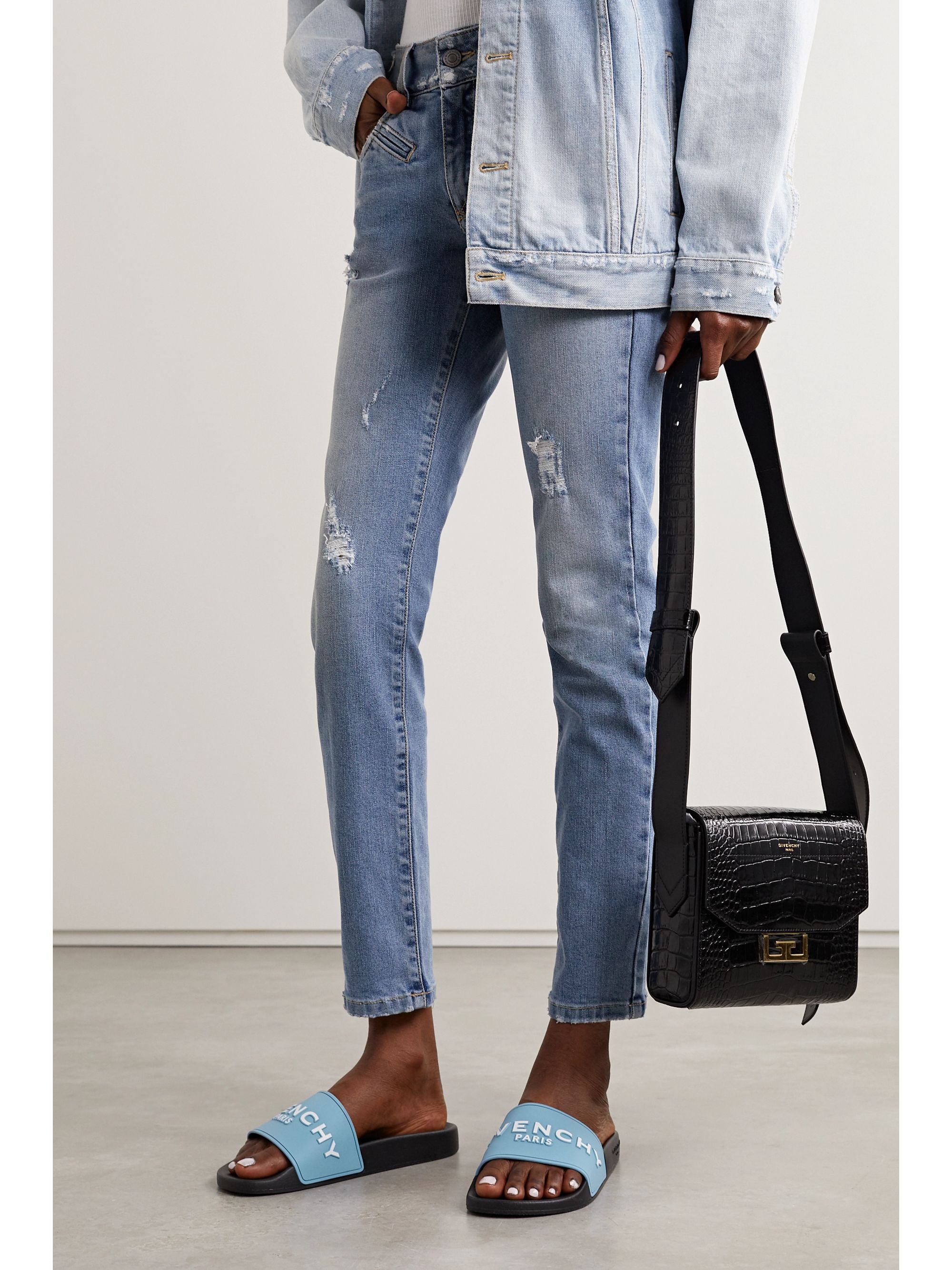 blue givenchy slides