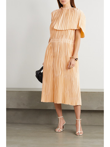 Jil Sander Cape-effect pleated satin midi dress