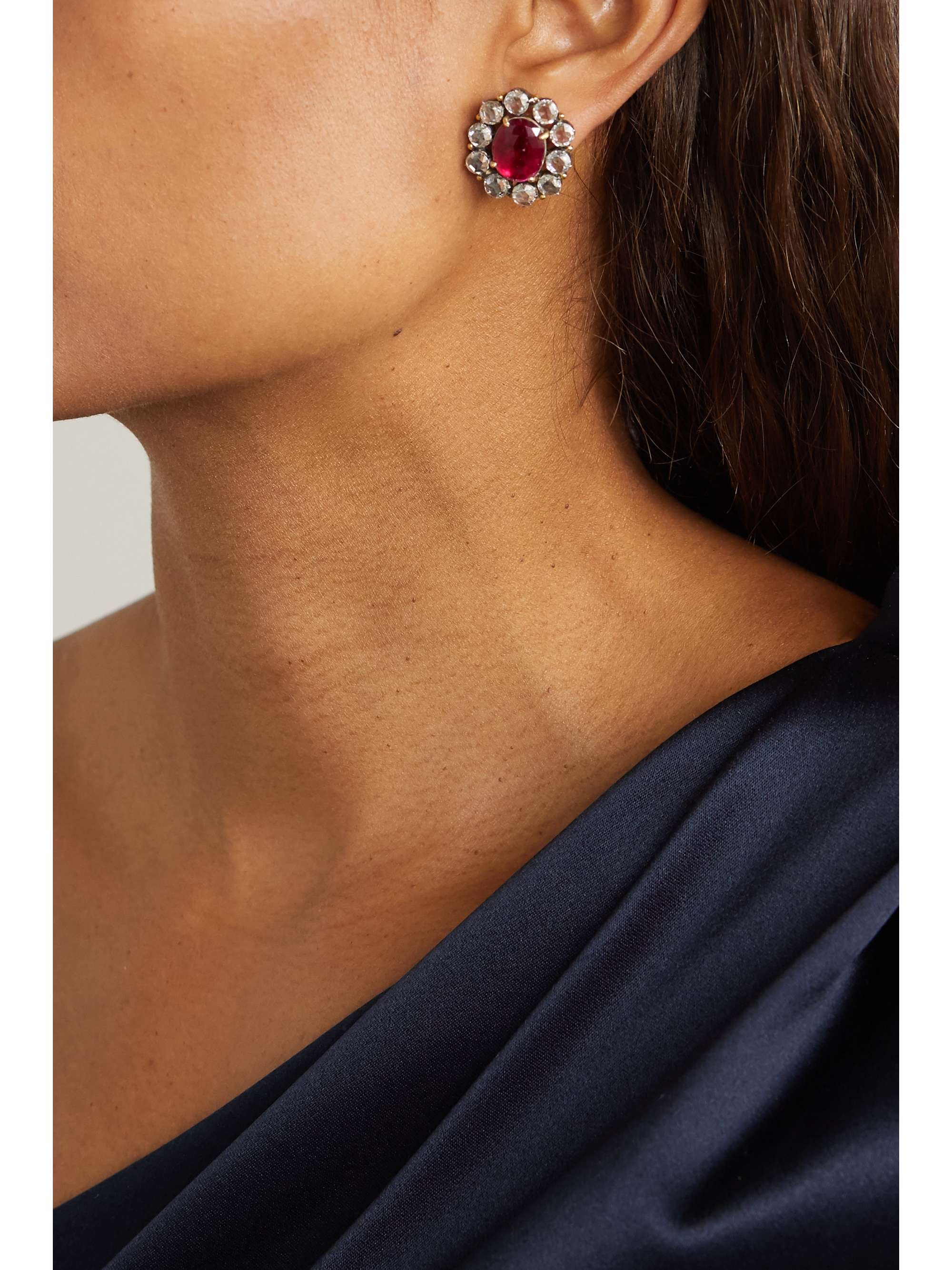 AMRAPALI LONDON 18-karat gold, sterling silver, ruby and diamond earrings