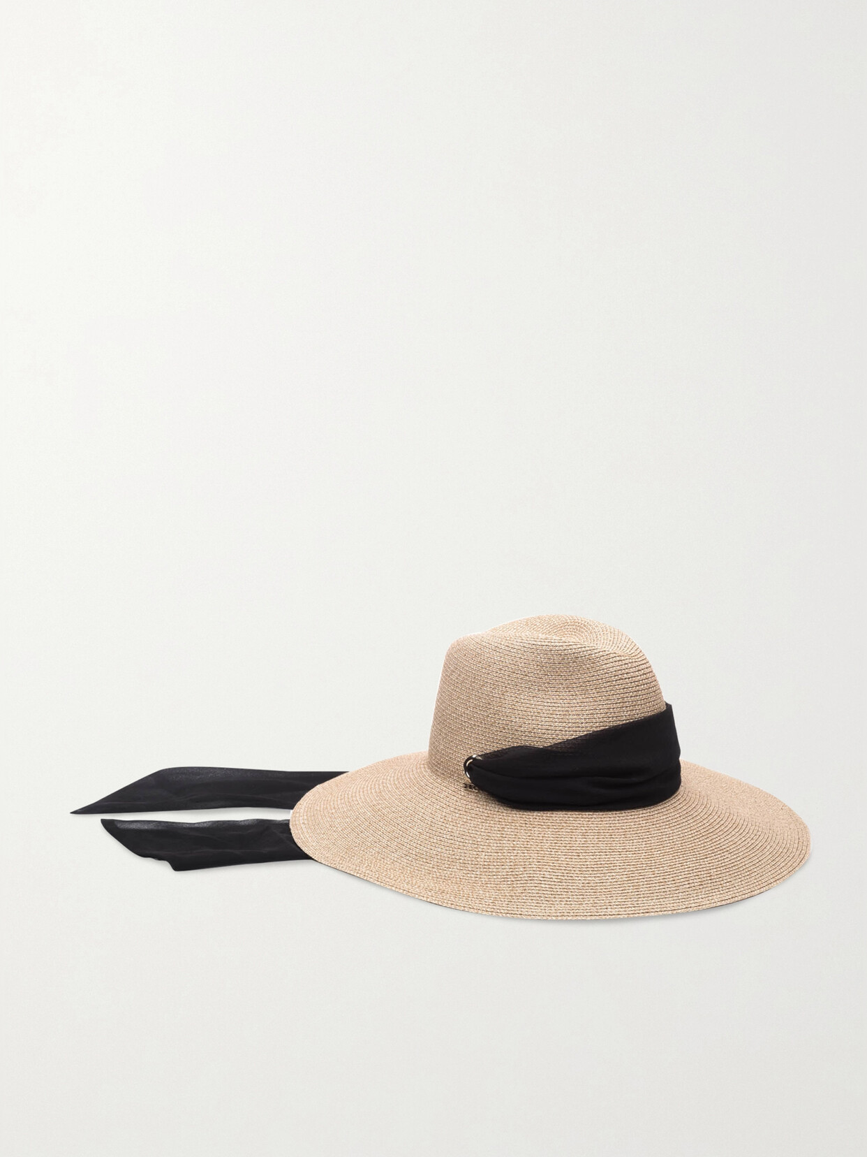 Shop Eugenia Kim Cassidy Voile-trimmed Straw Hat In Sand