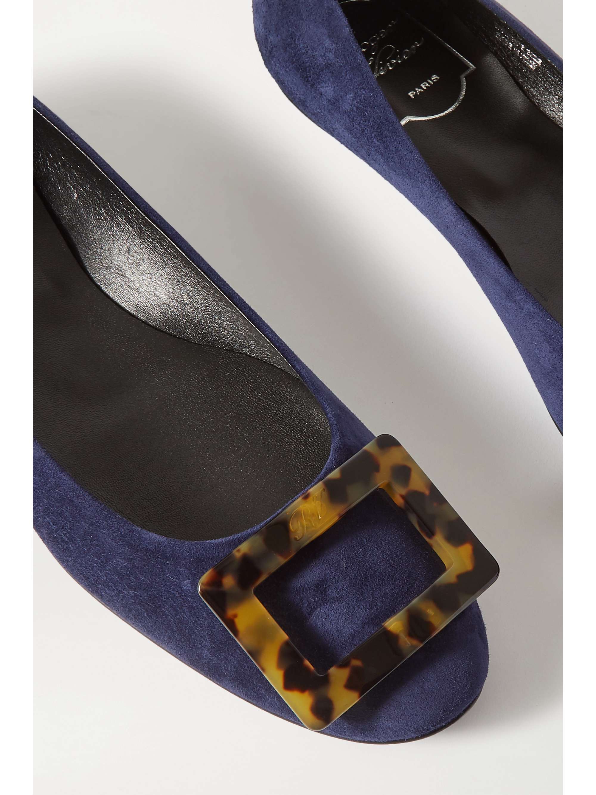 Navy Gommette Embellished Suede Ballet Flats Roger Vivier Net A Porter
