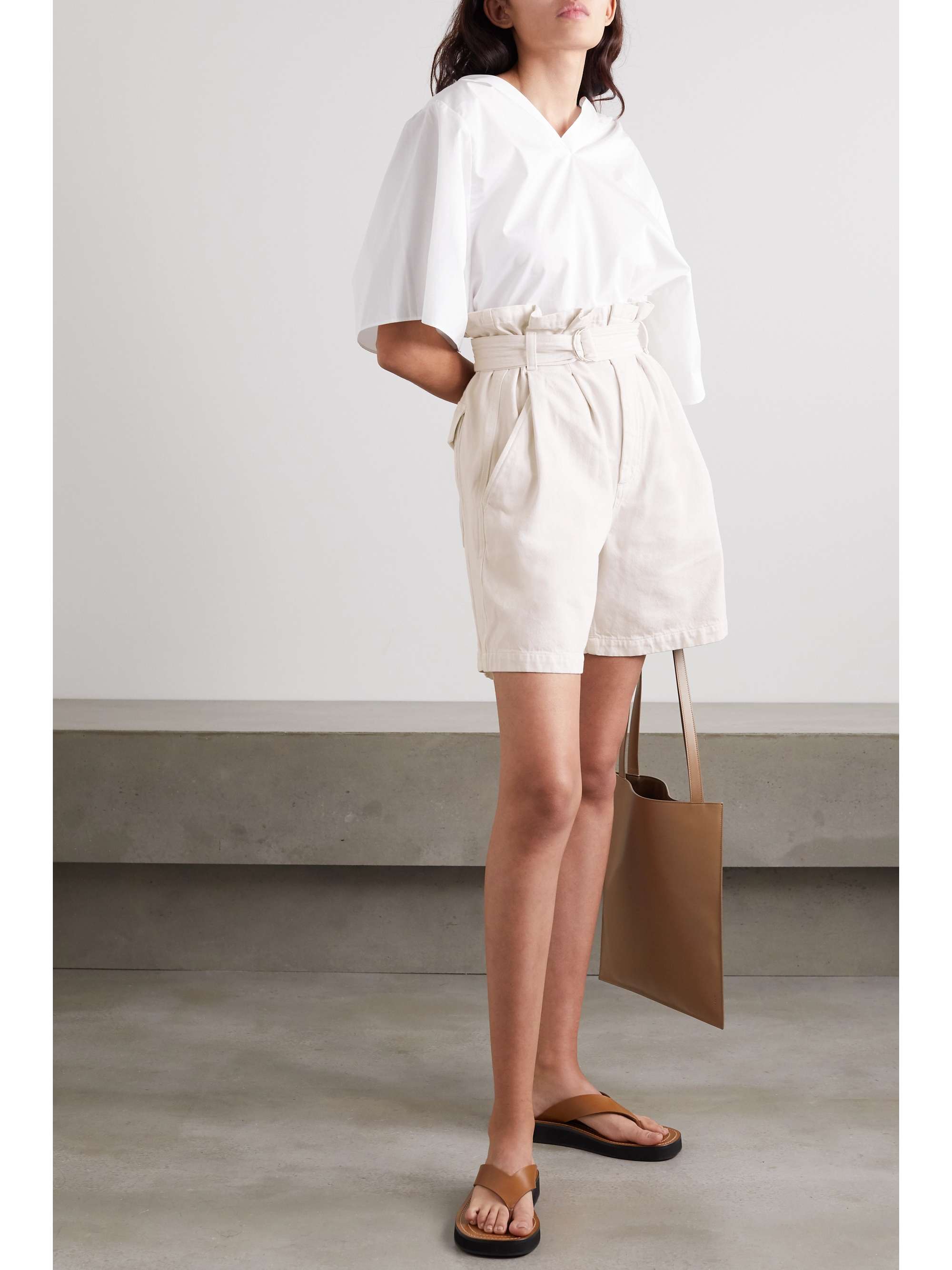 CITIZENS OF HUMANITY + Space for Giants Kora belted organic cotton-twill shorts