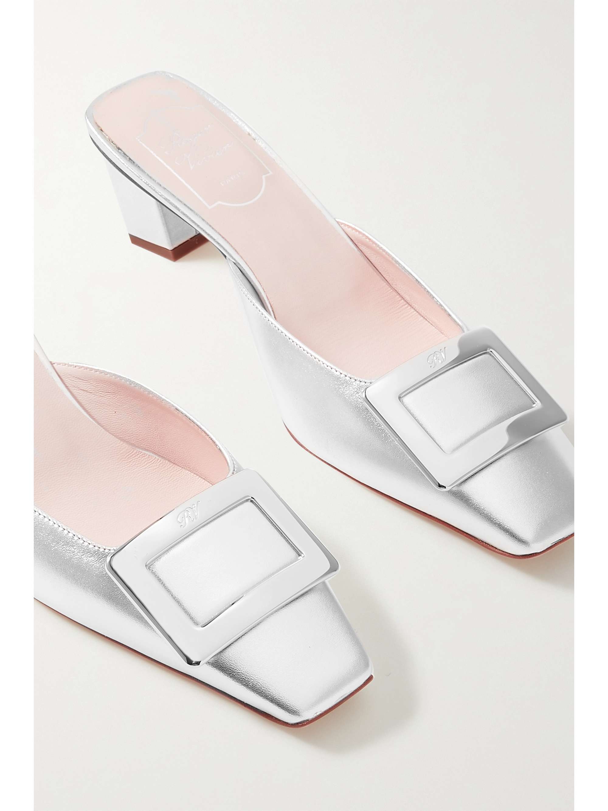 ROGER VIVIER Mules en cuir métallisé Belle Vivier