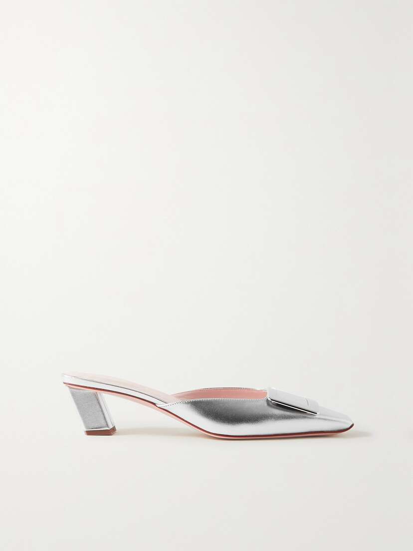 Roger Vivier Belle Vivier 45 Metallic Leather Mules