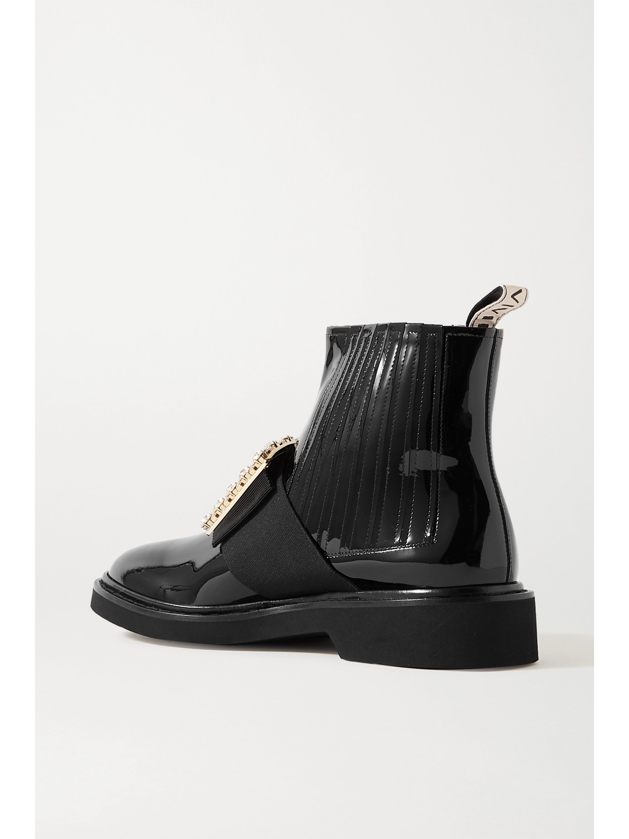 Shop Roger Vivier Viv Ranger Crystal-embellished Patent-leather Chelsea Boots In Black