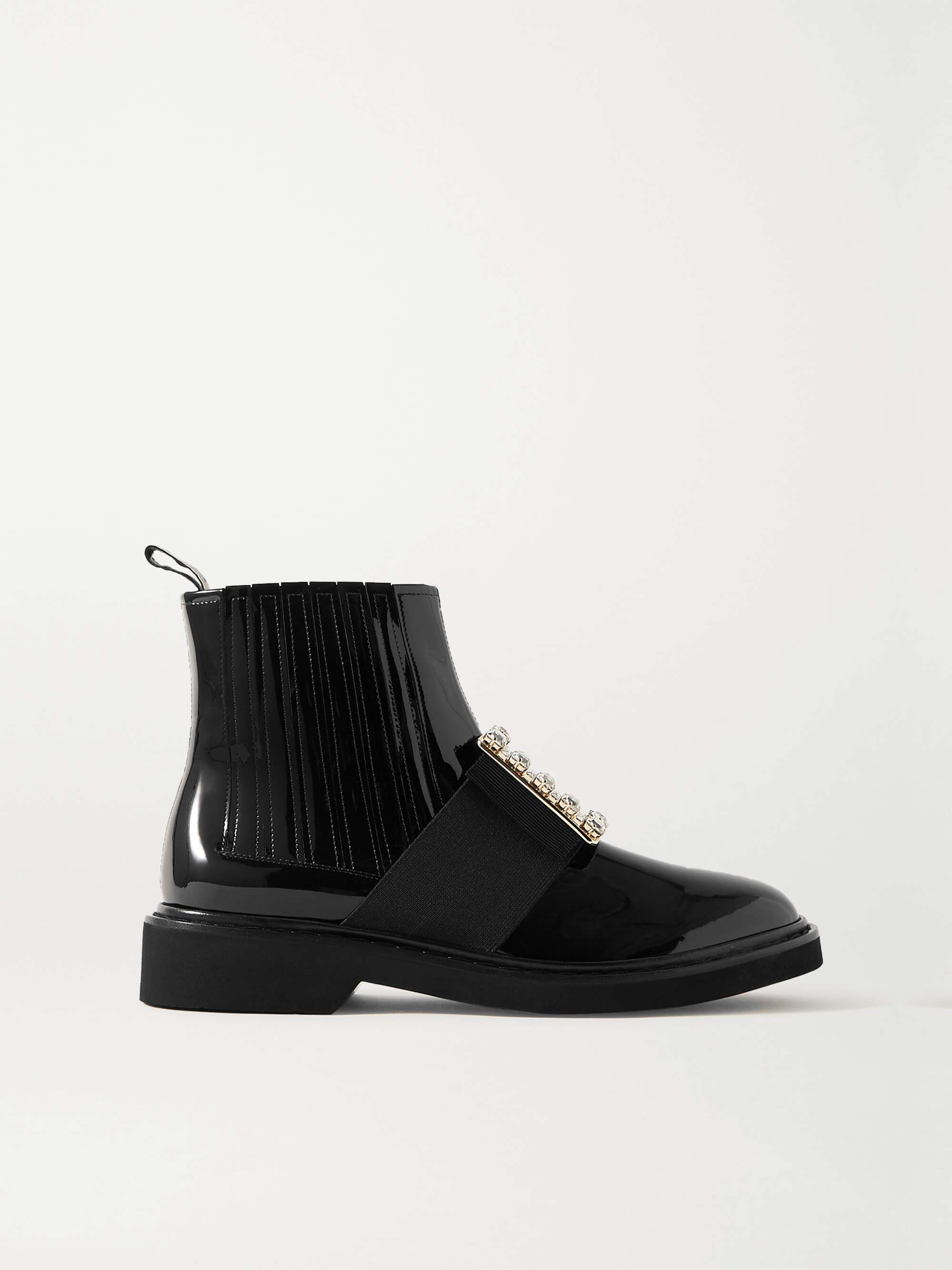 ROGER VIVIER Viv Ranger パテントレザー チェルシーブーツ クリスタル