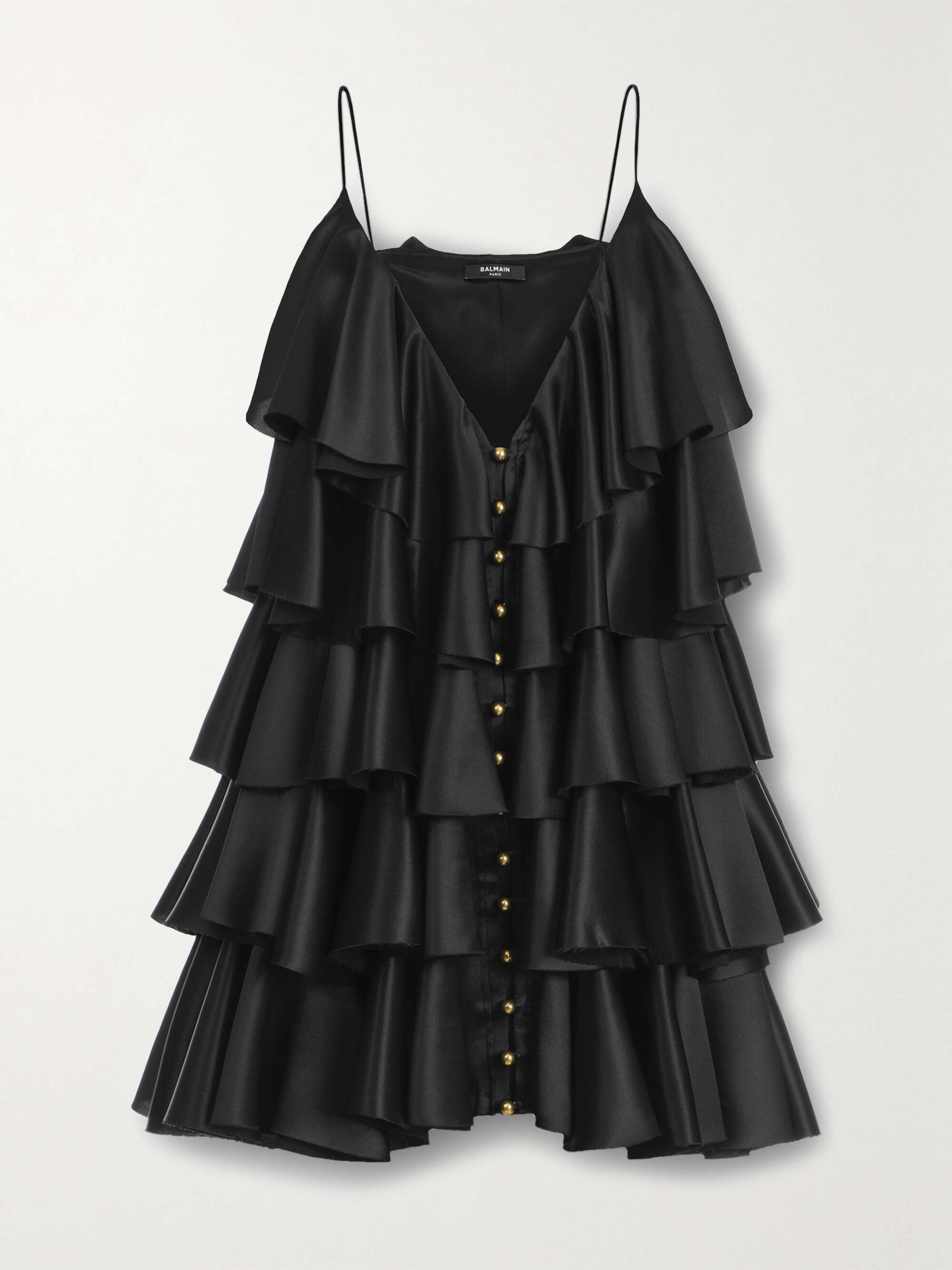 black tiered ruffle dress