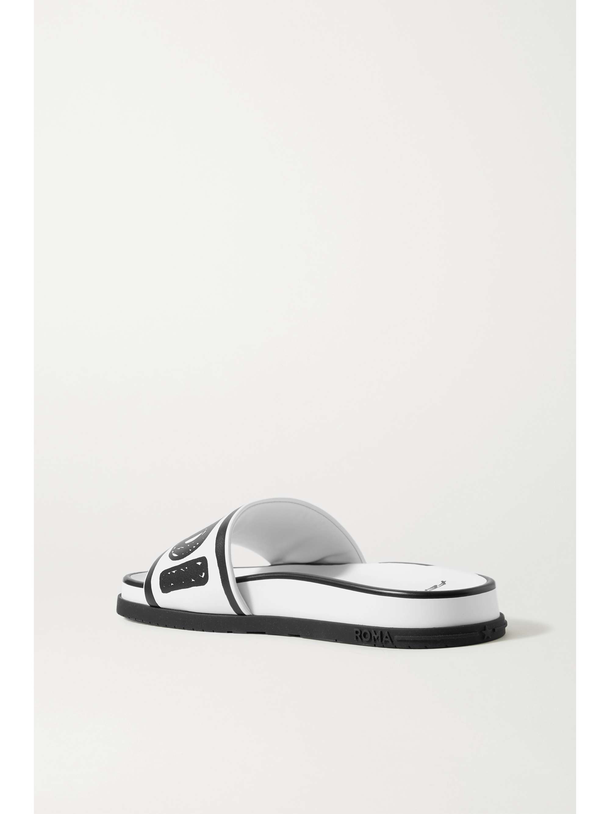 FENDI Logo-print leather slides