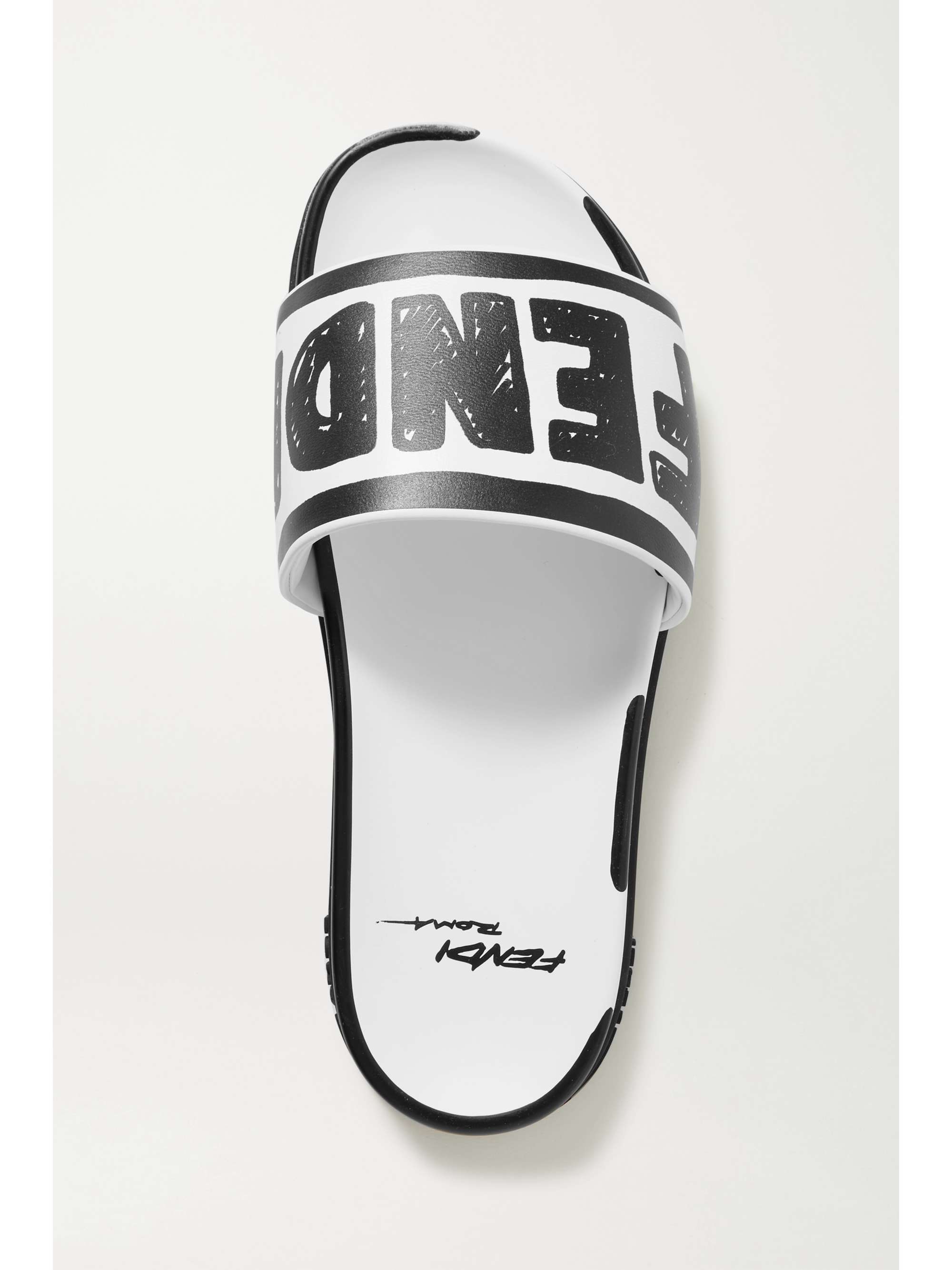 FENDI Logo-print leather slides
