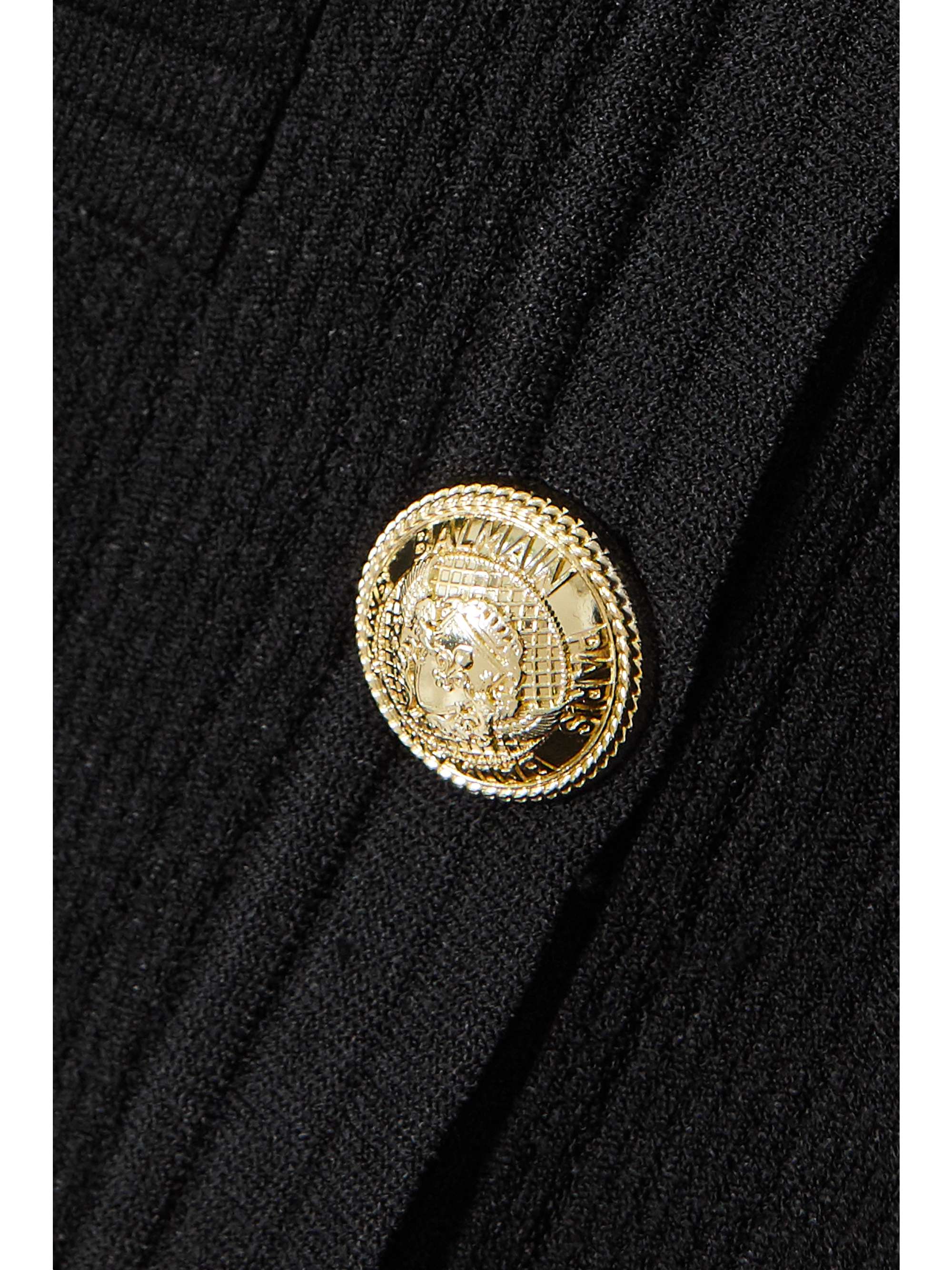 BALMAIN Cropped button-embellished jacquard-knit blazer
