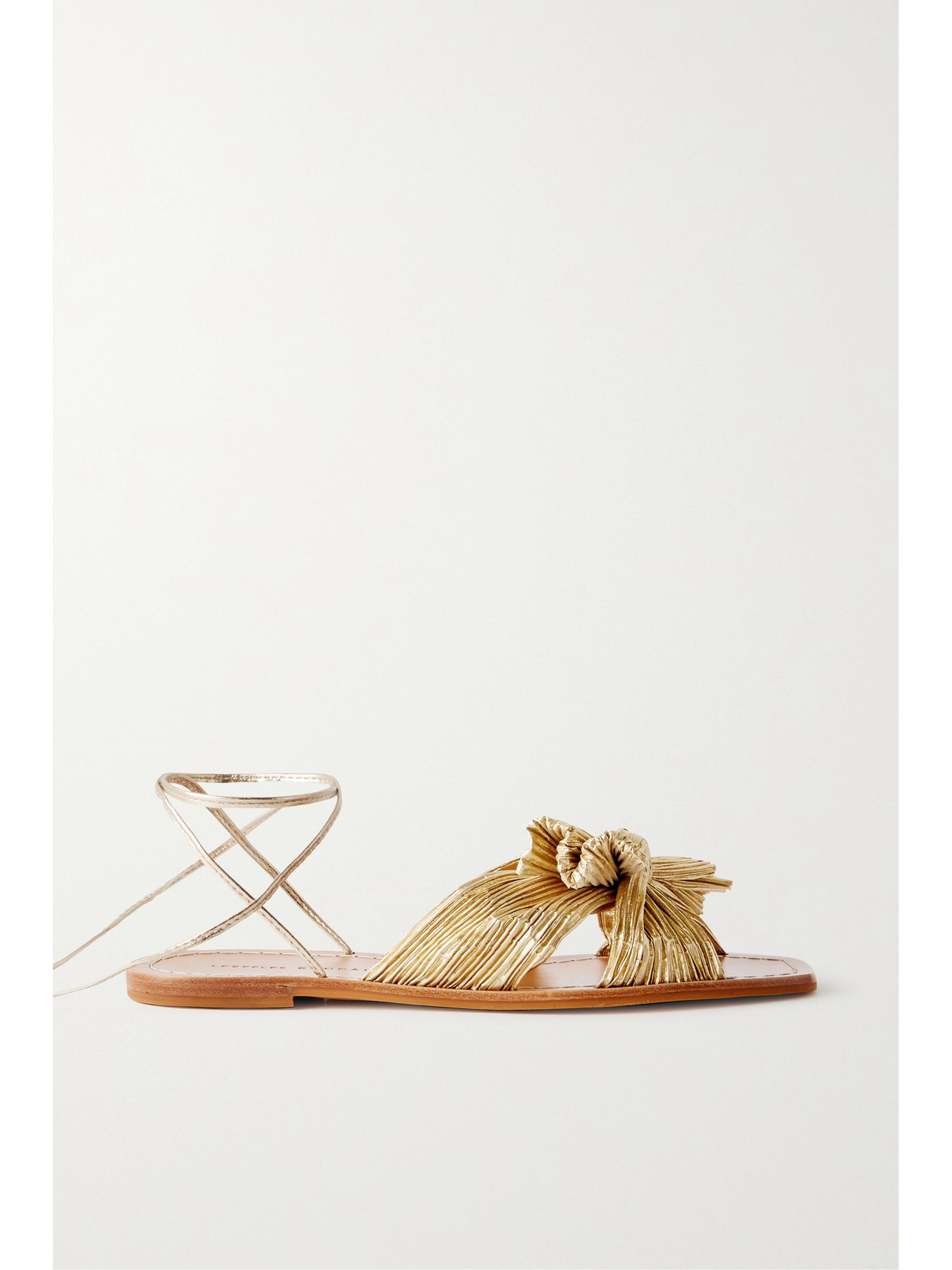 Loeffler Randall - Peony Bow-embellished Plissé-lamé Sandals - Gold