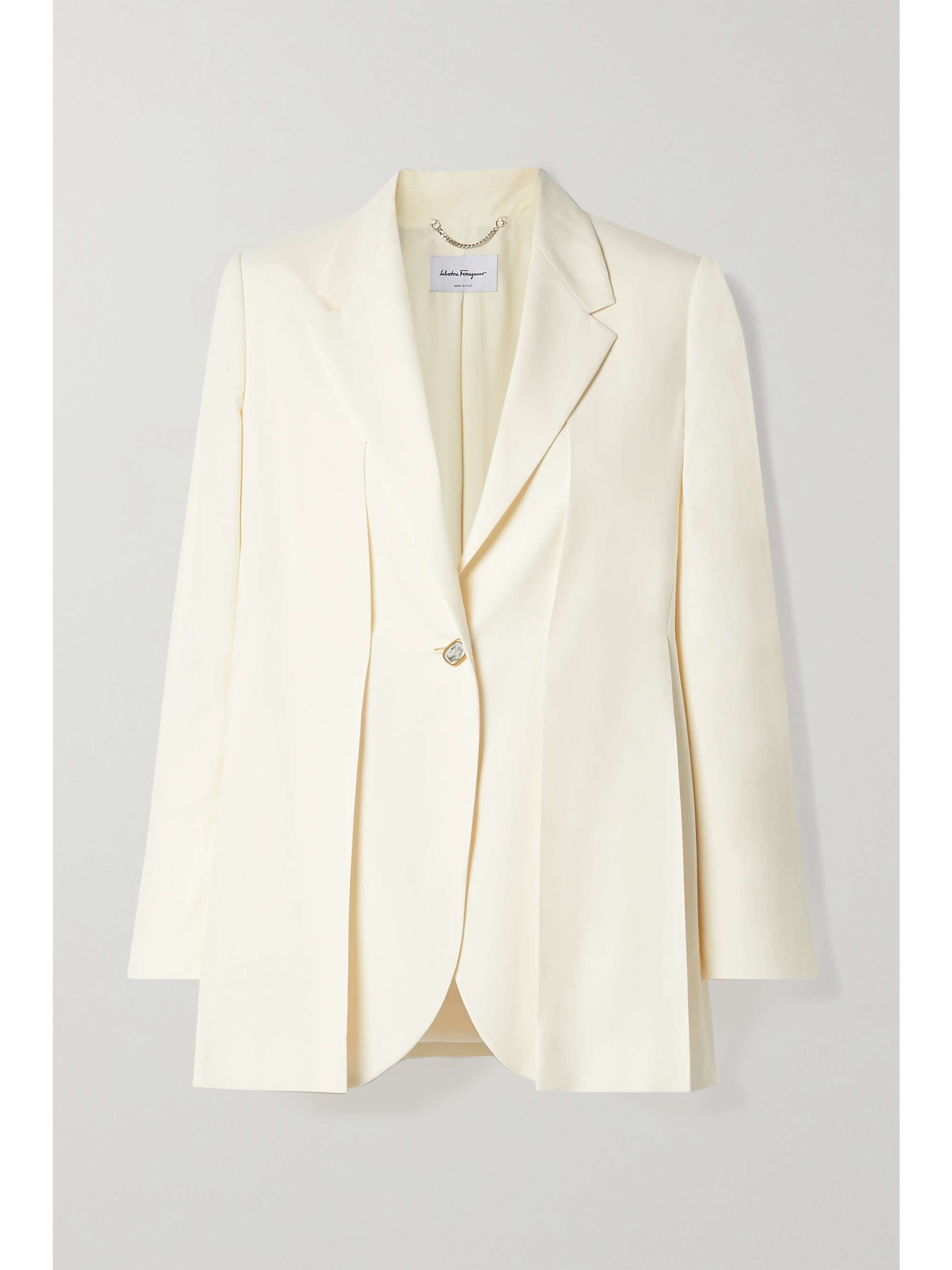 cream silk blazer