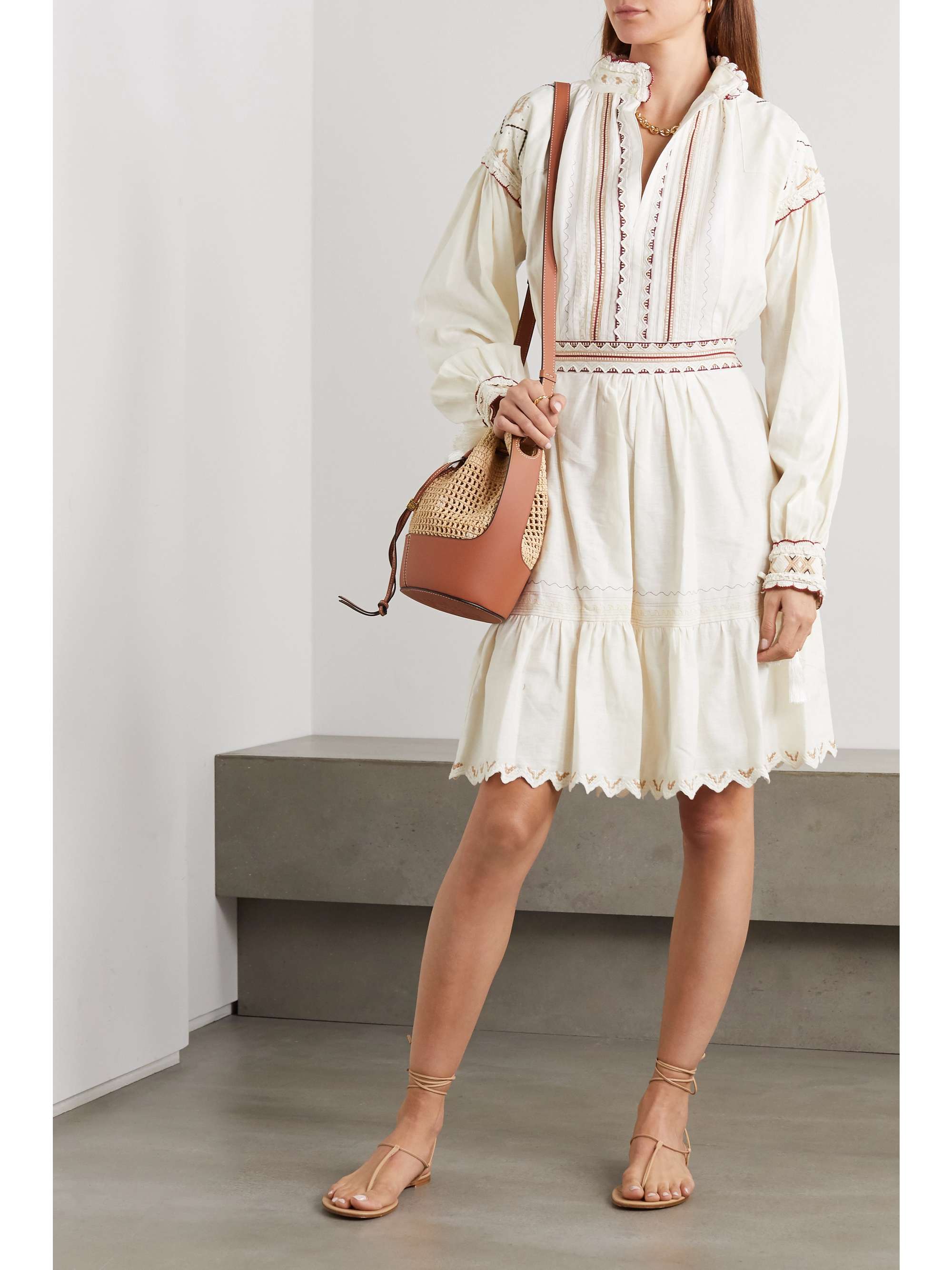 ETRO Embroidered cotton mini dress