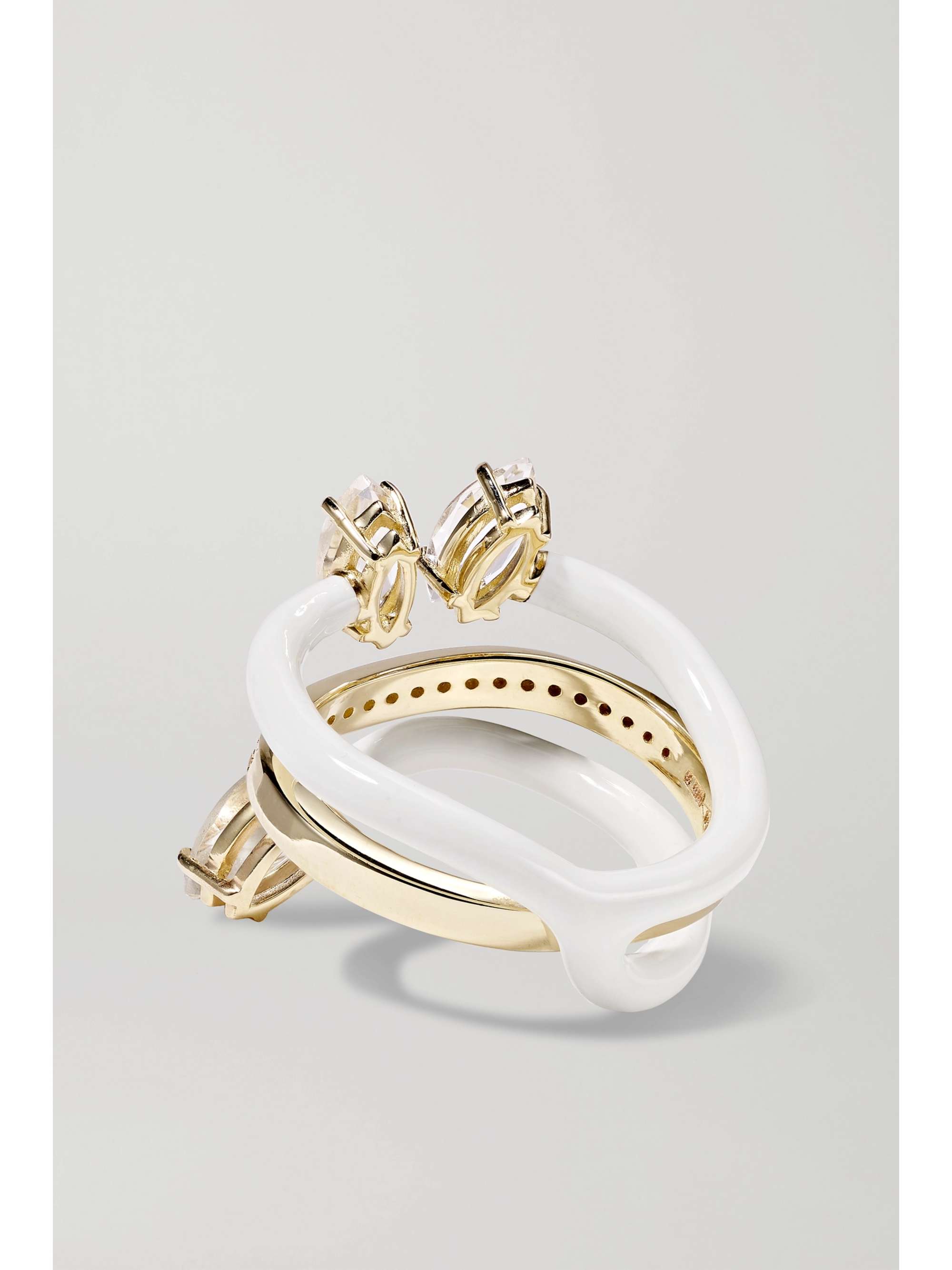 BEA BONGIASCA Vine 9-karat gold, enamel, rock crystal and diamond ring