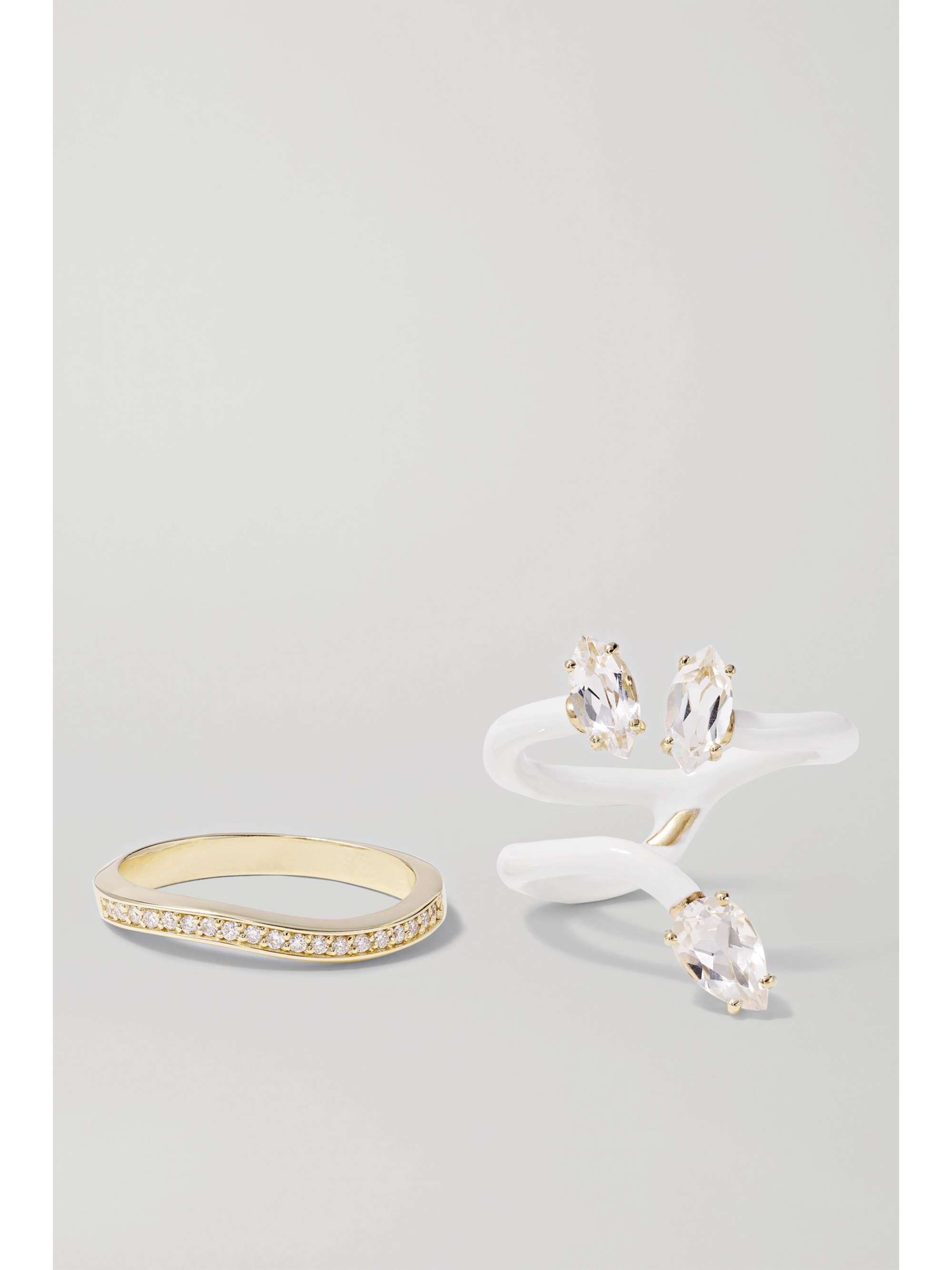 BEA BONGIASCA Vine 9-karat gold, enamel, rock crystal and diamond ring