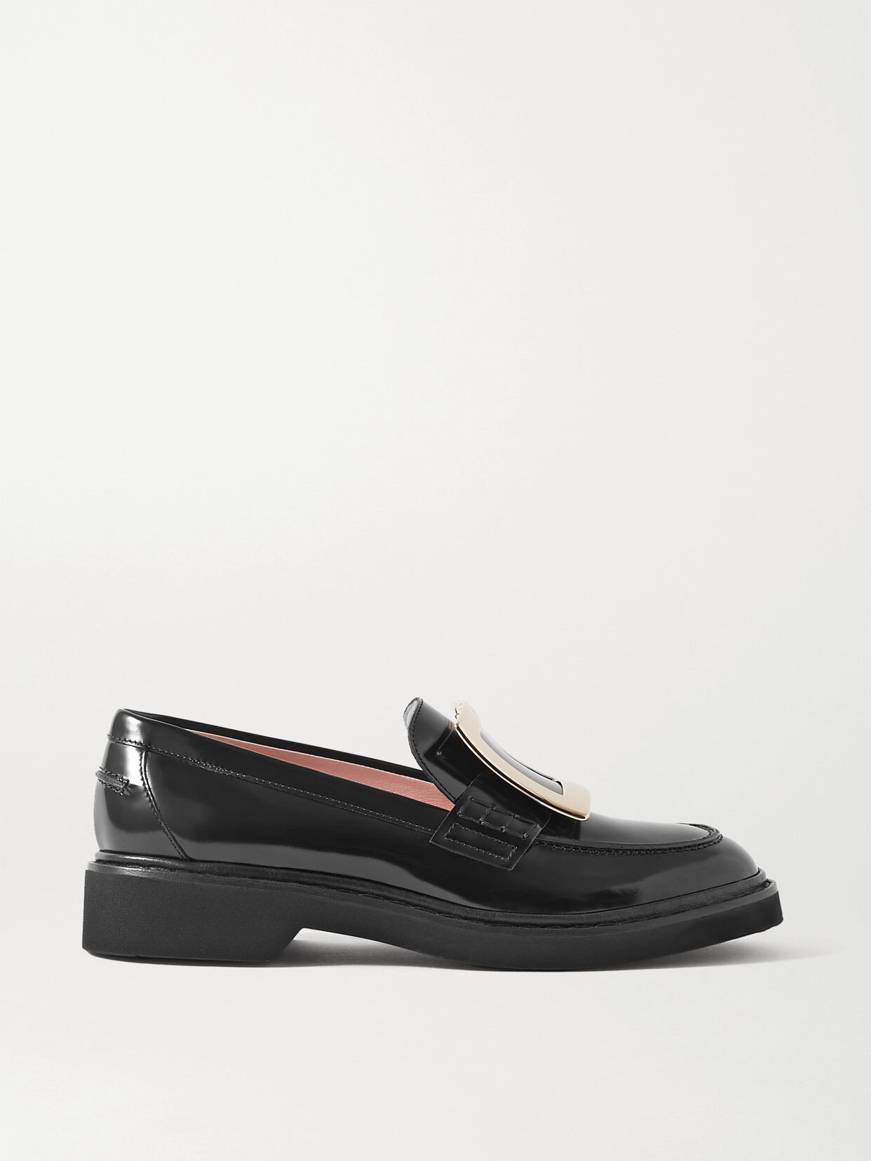 Shop Roger Vivier Viv Ranger Embellished Patent-leather Loafers In Black