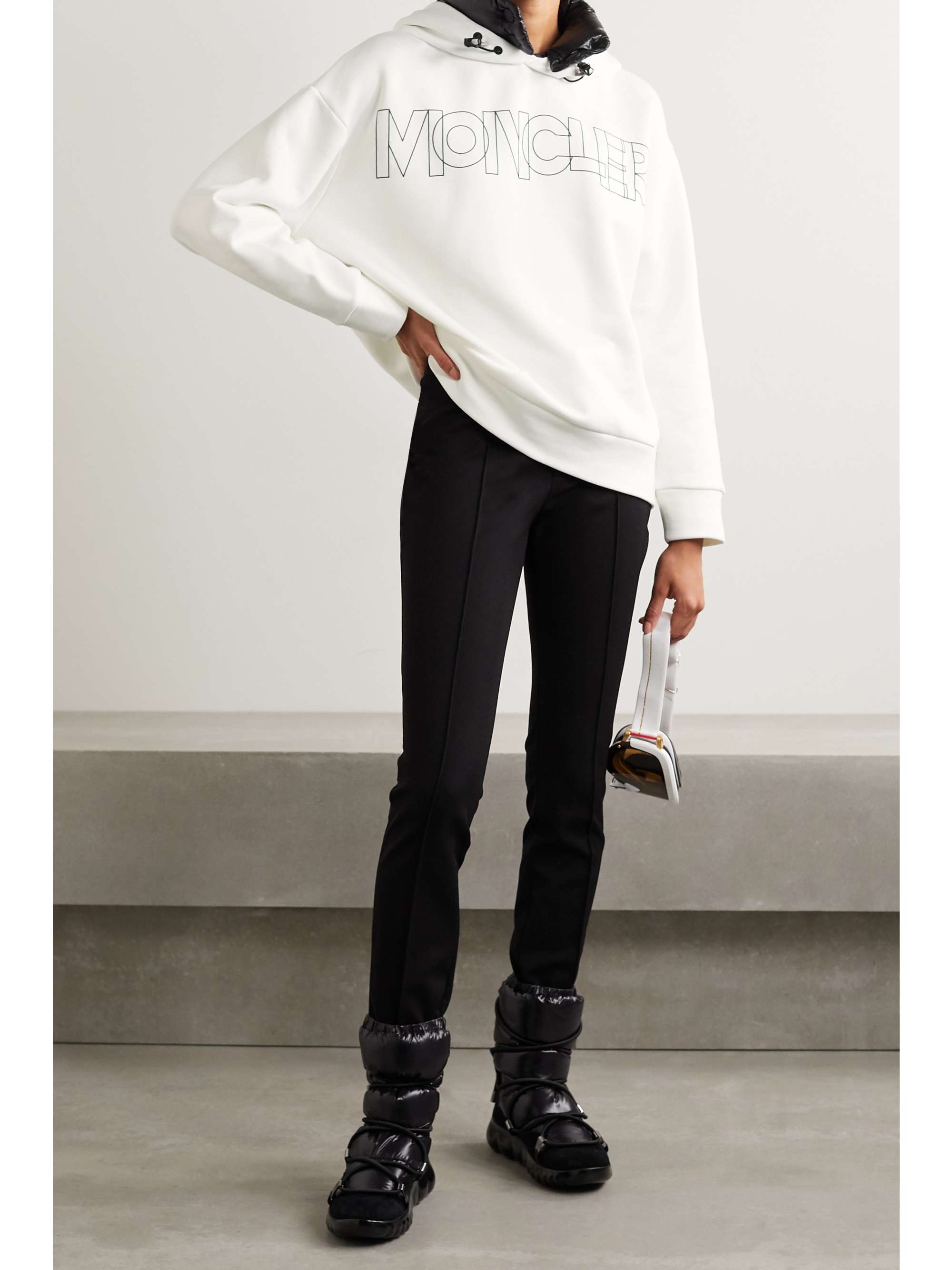 MONCLER GRENOBLE Shell-trimmed printed jersey hoodie