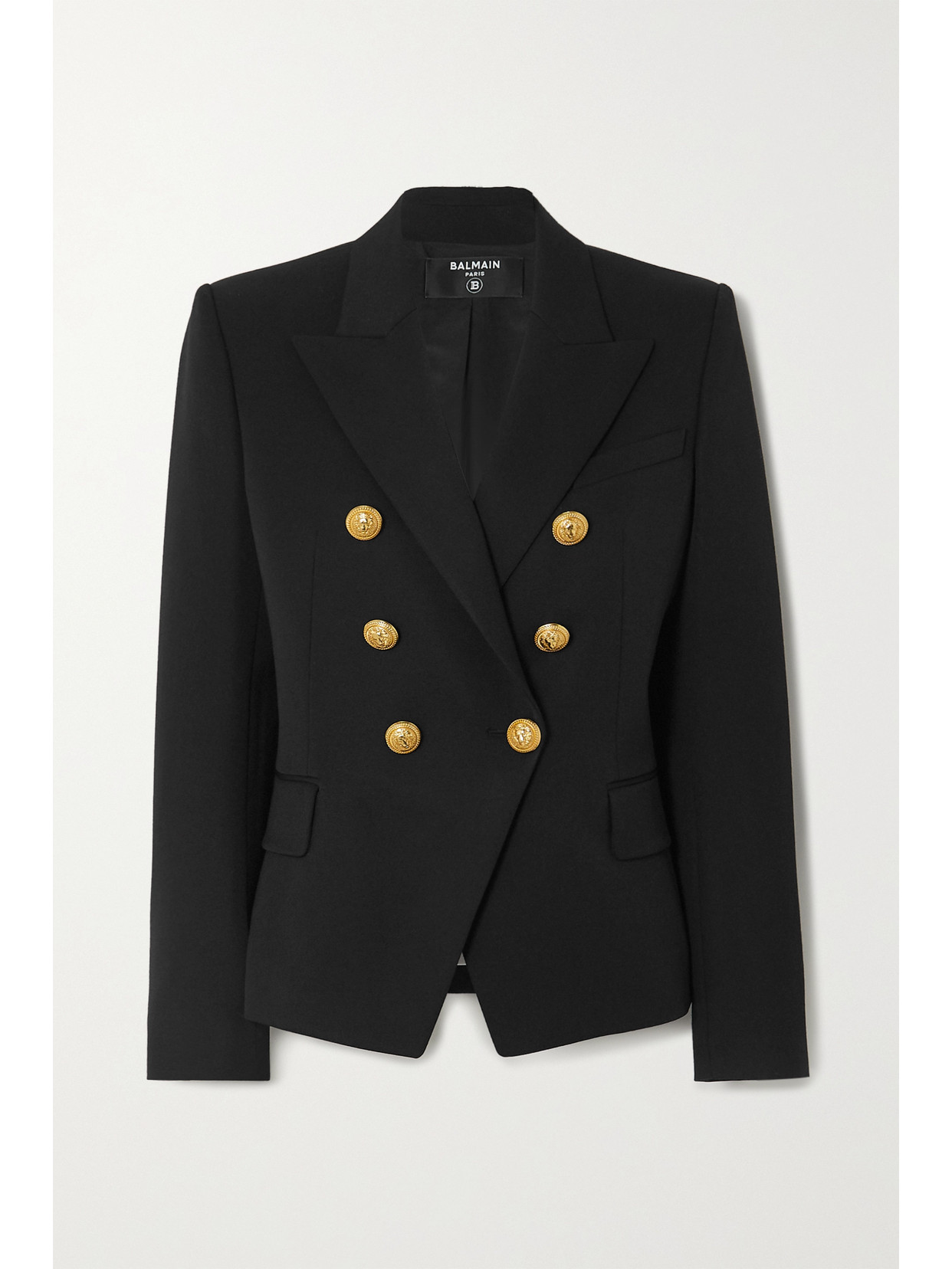 Balmain Wool Blazer With Iconic Metal Buttons In Black