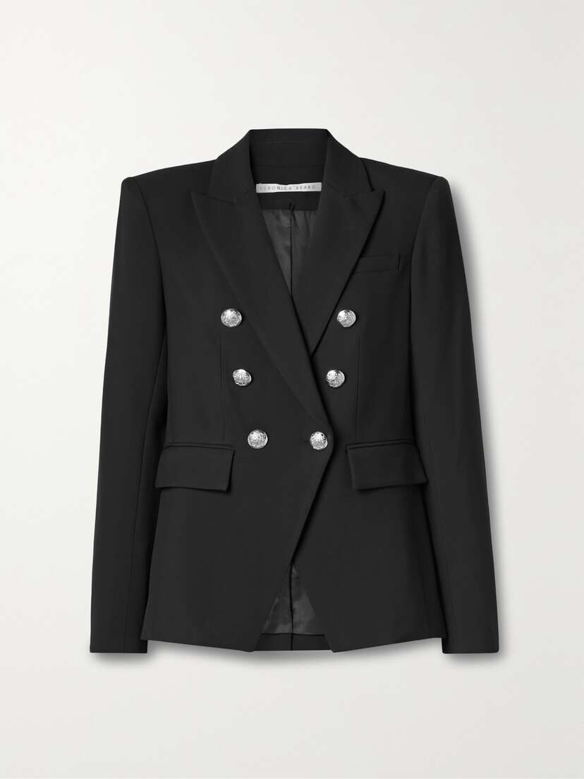 Veronica Beard Miller Dickey Double-breasted Grain De Poudre Blazer