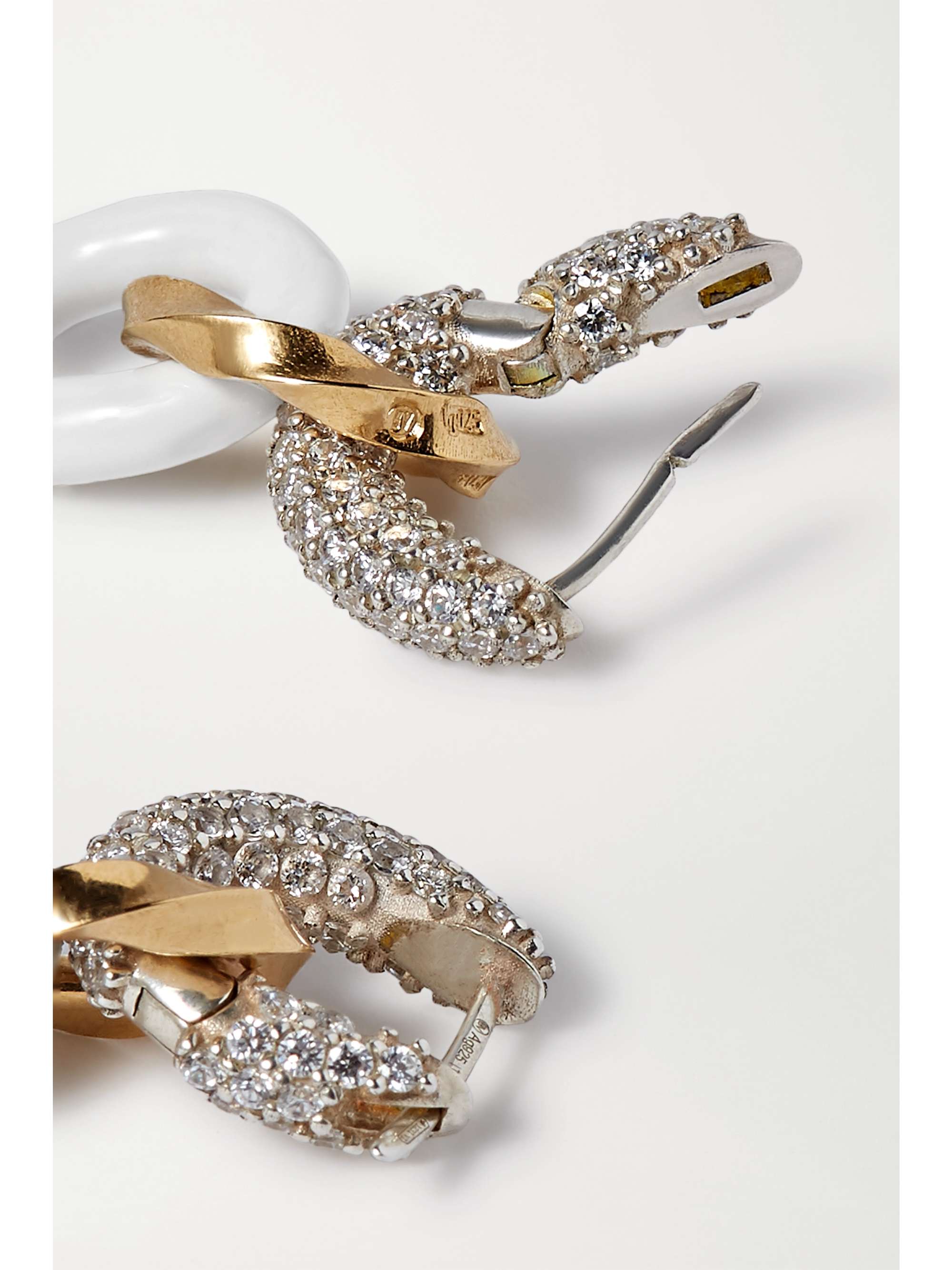 BOTTEGA VENETA Silver and gold-tone, enamel and crystal earrings