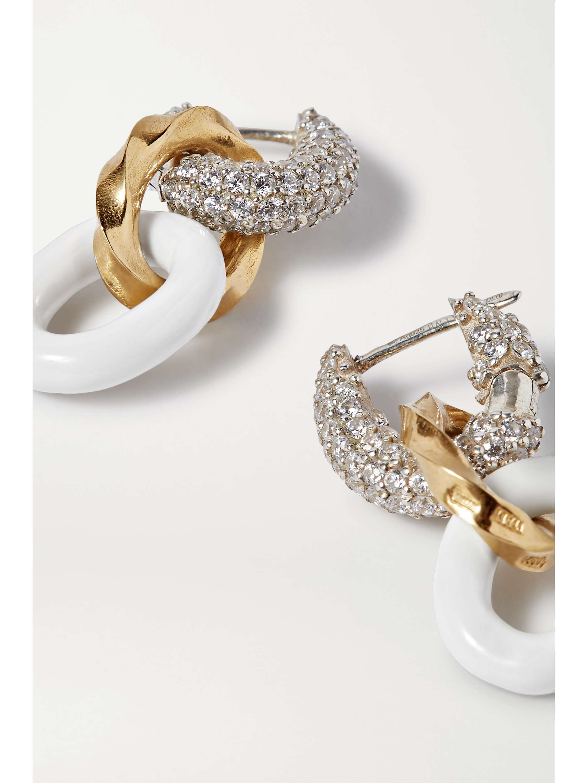 BOTTEGA VENETA Silver and gold-tone, enamel and crystal earrings