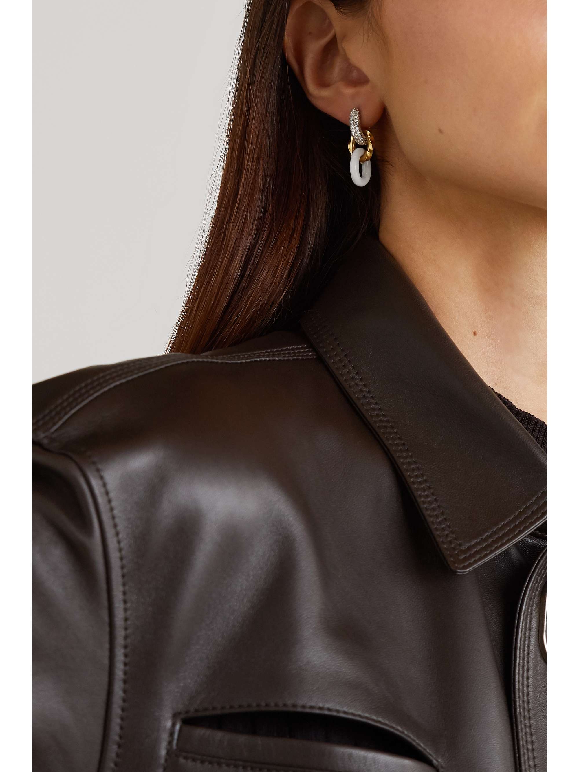 BOTTEGA VENETA Silver and gold-tone, enamel and crystal earrings