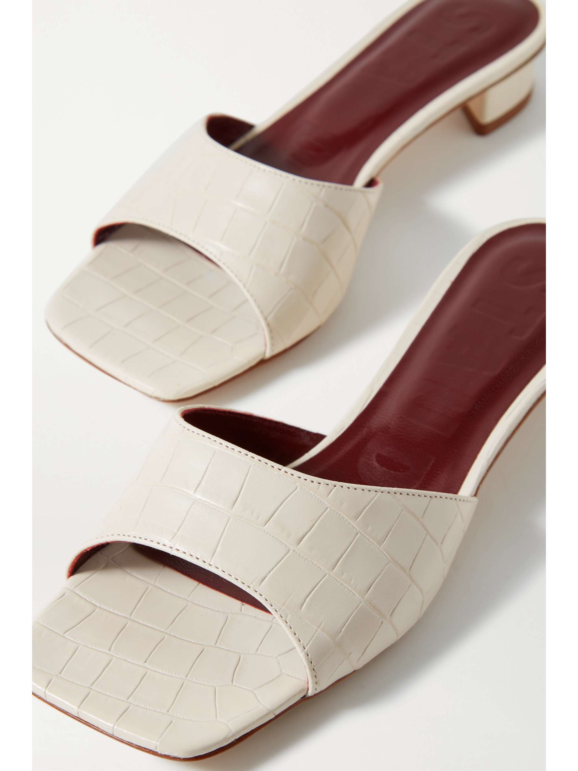 STAUD Simone croc-effect leather mules | NET-A-PORTER