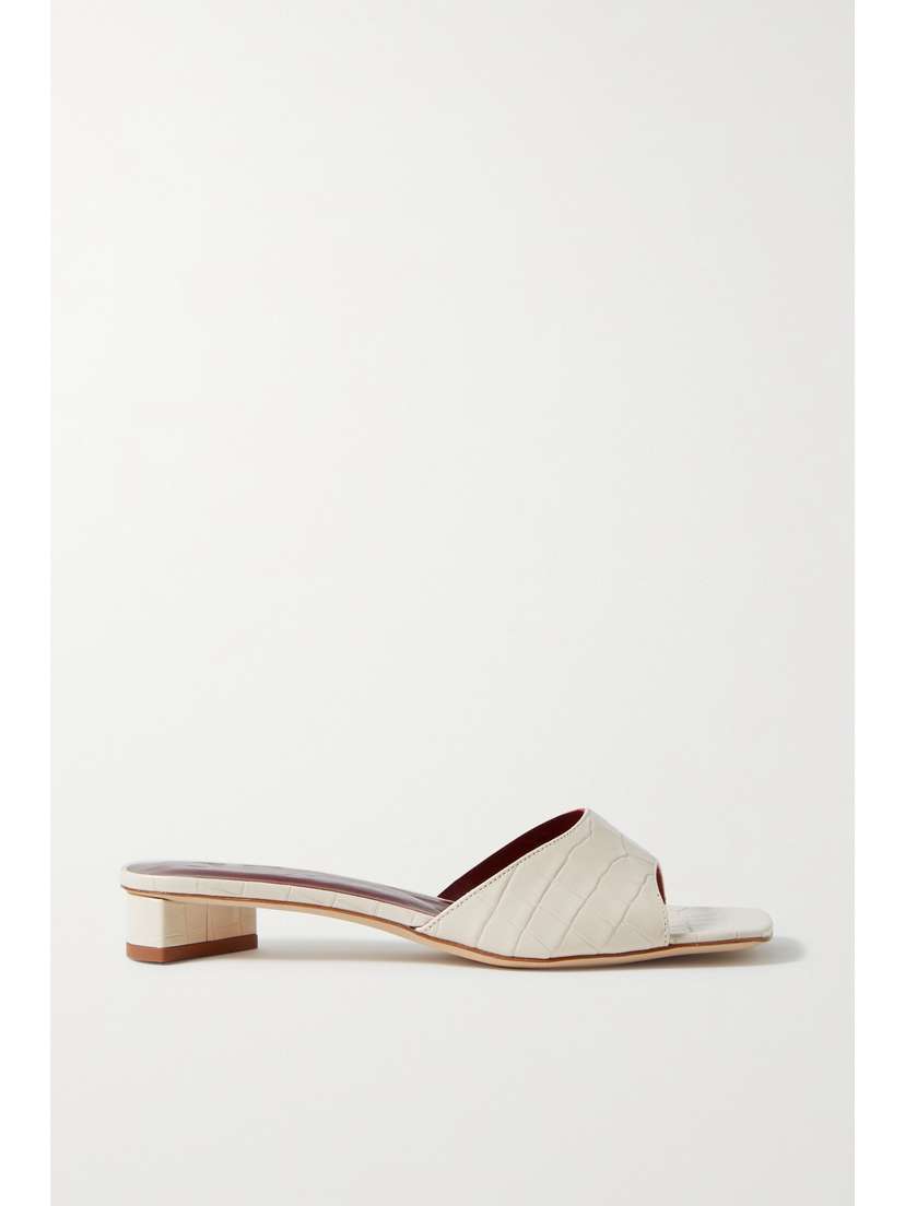 Staud Simone Croc-effect Leather Mules