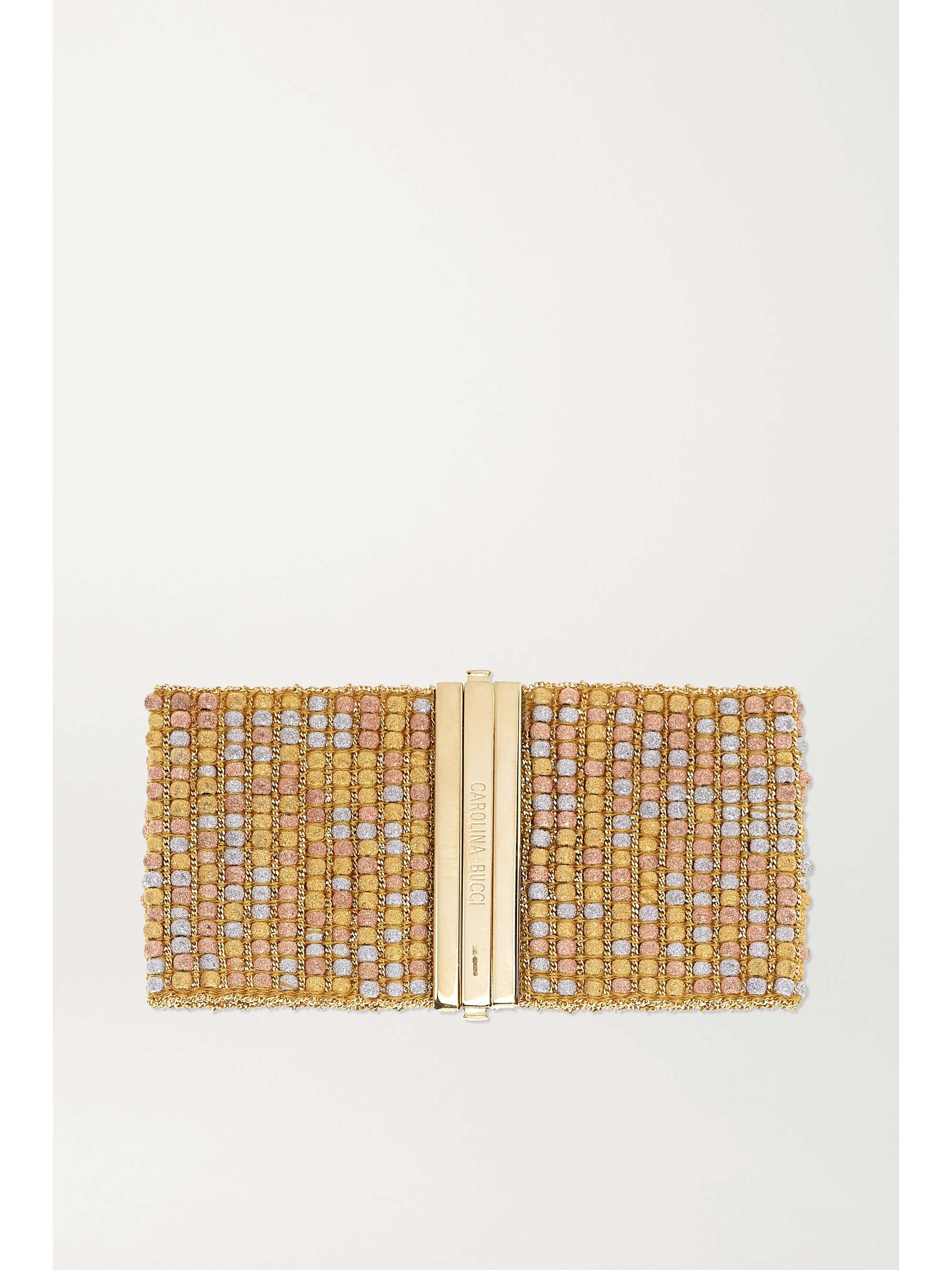 CAROLINA BUCCI 18-karat rose, yellow and white gold and silk bracelet