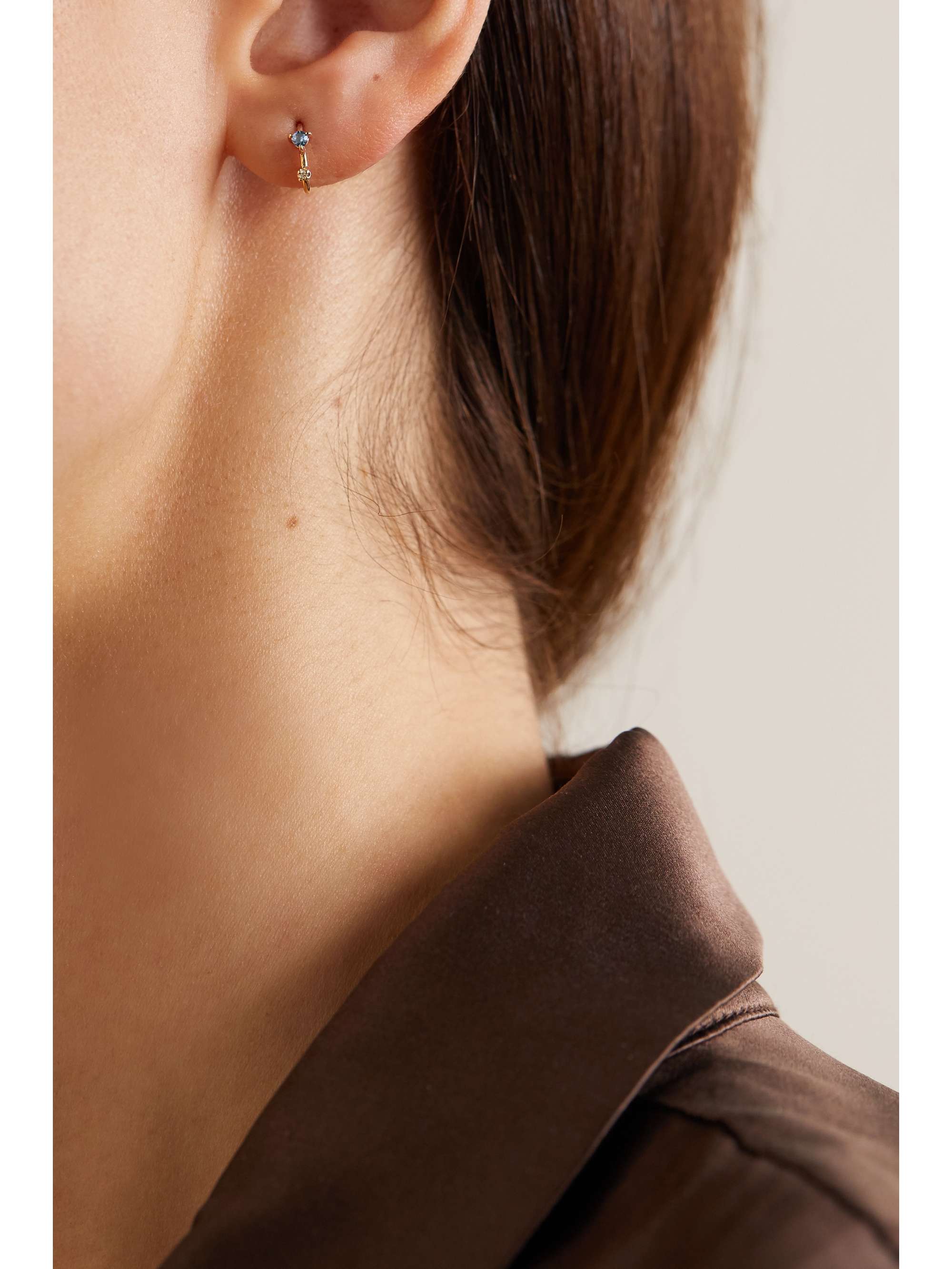 WWAKE Okay Cool 10-karat recycled gold, diamond and sapphire hoop earrings