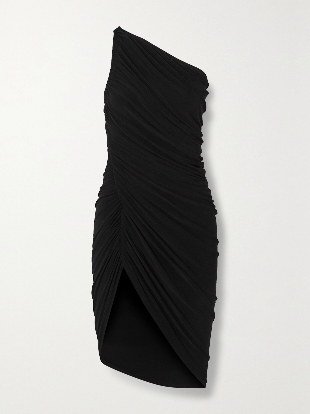 Norma Kamali Diana One-shoulder Ruched Stretch-jersey Mini Dress - Black