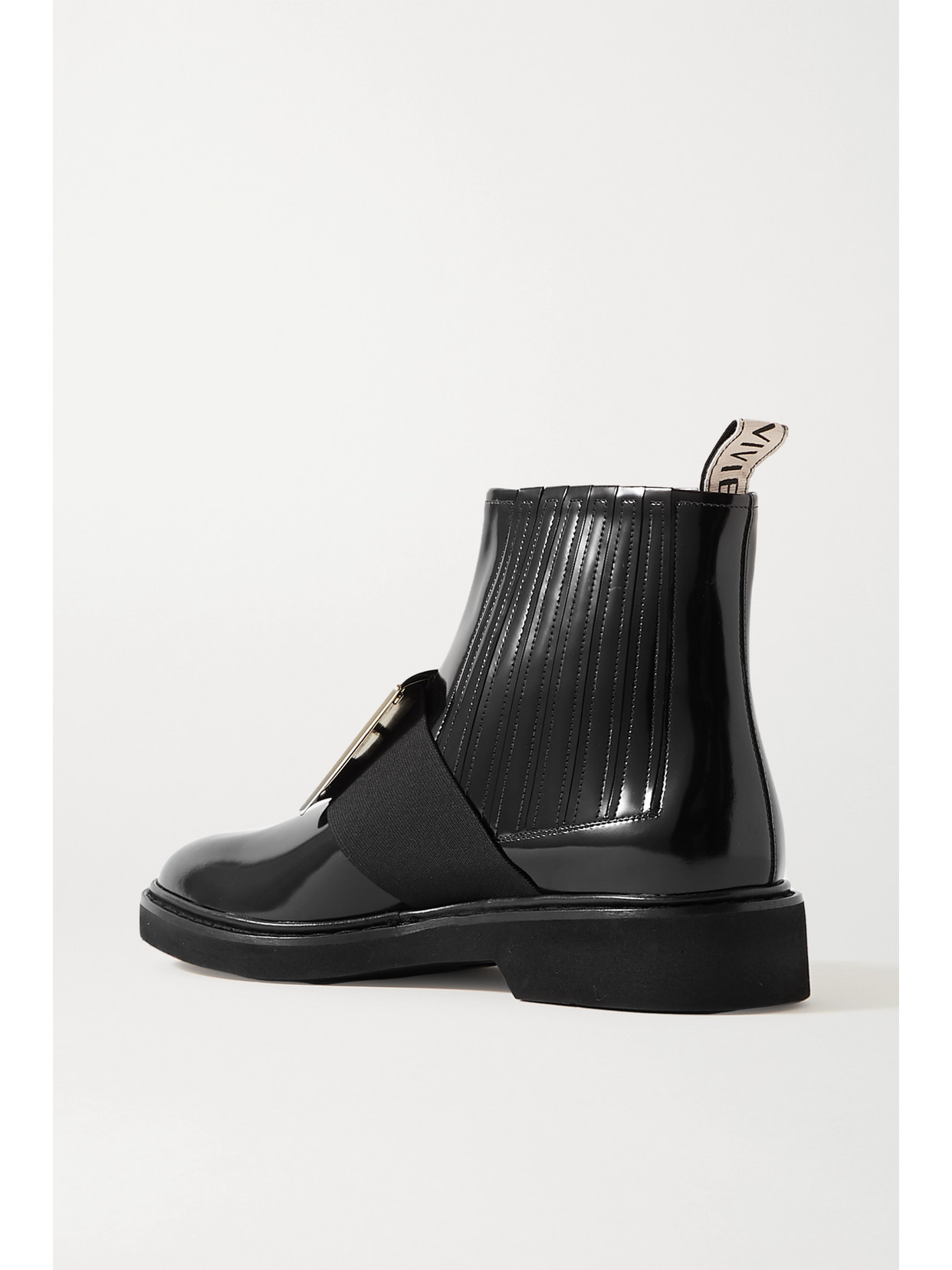 Shop Roger Vivier Viv Ranger Embellished Patent-leather Chelsea Boots In Black