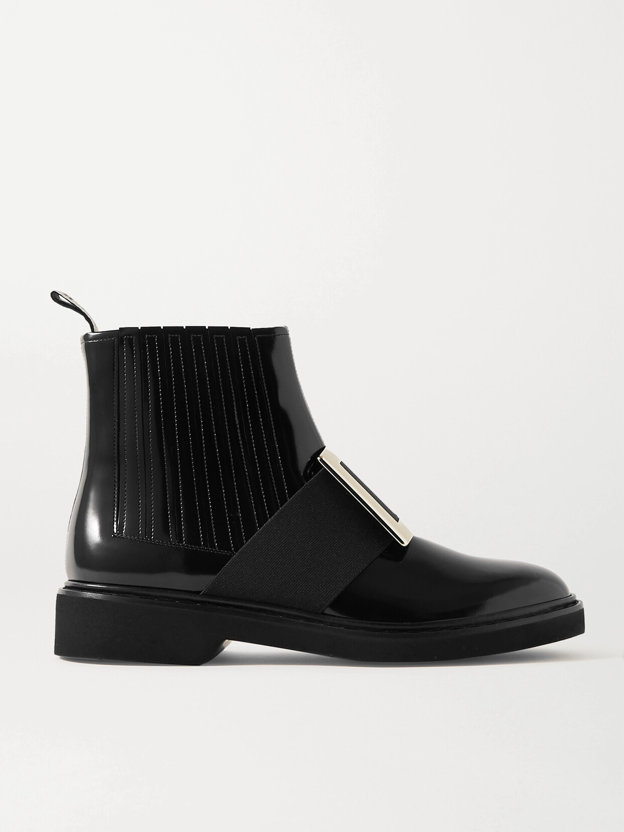 Roger Vivier Viv Ranger Embellished Patent-leather Chelsea Boots In Black