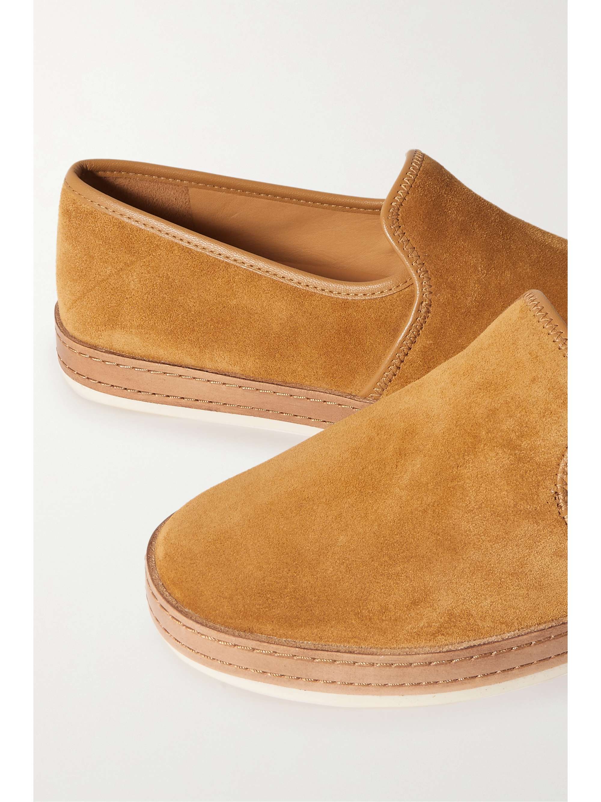 VINCE Canella leather-trimmed suede loafers