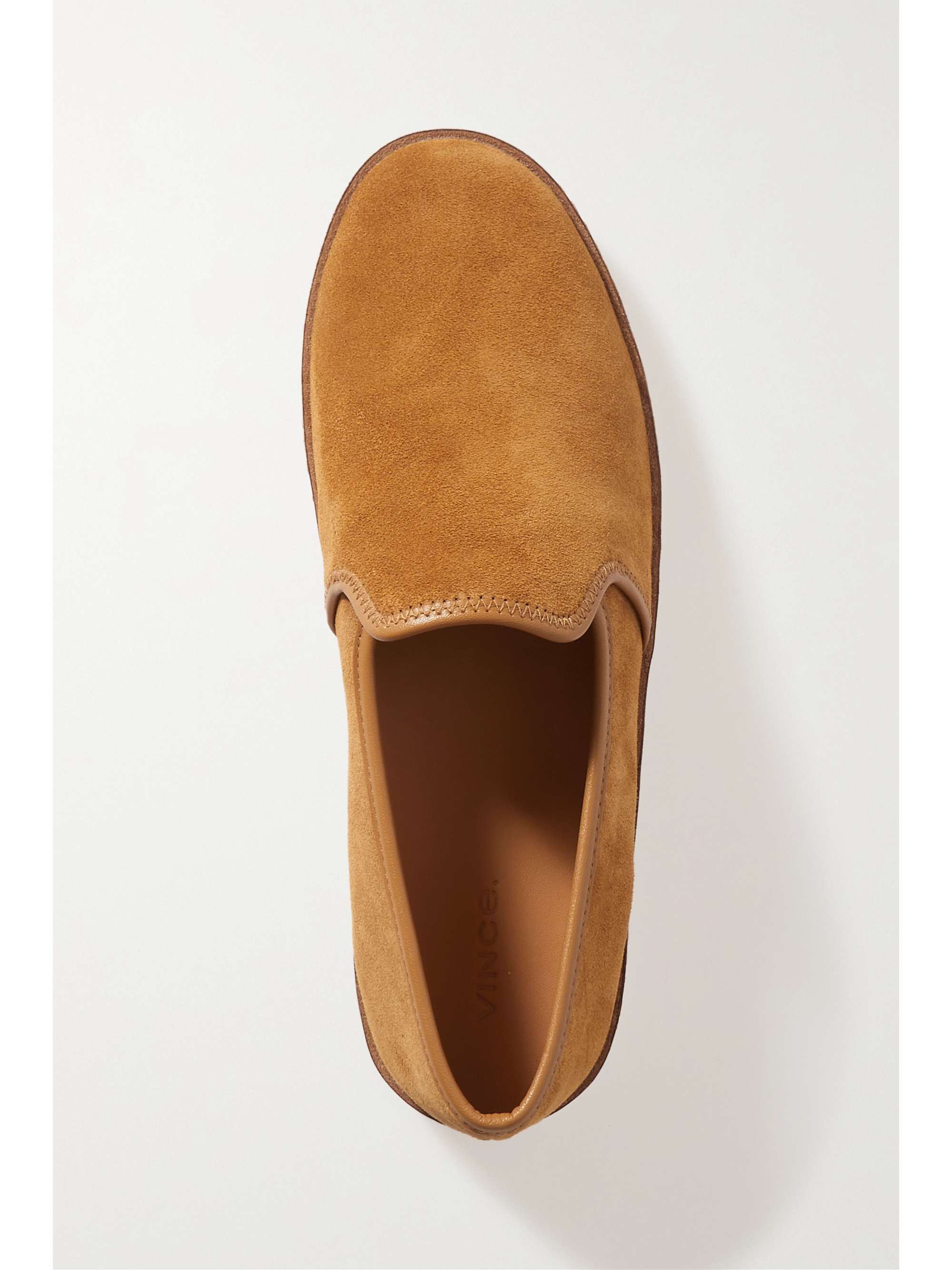 VINCE Canella leather-trimmed suede loafers