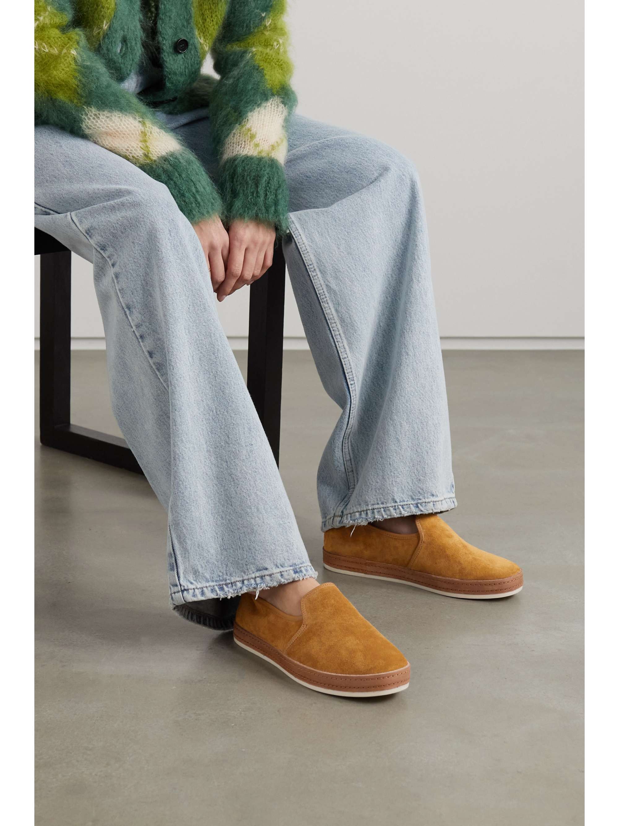 VINCE Canella leather-trimmed suede loafers
