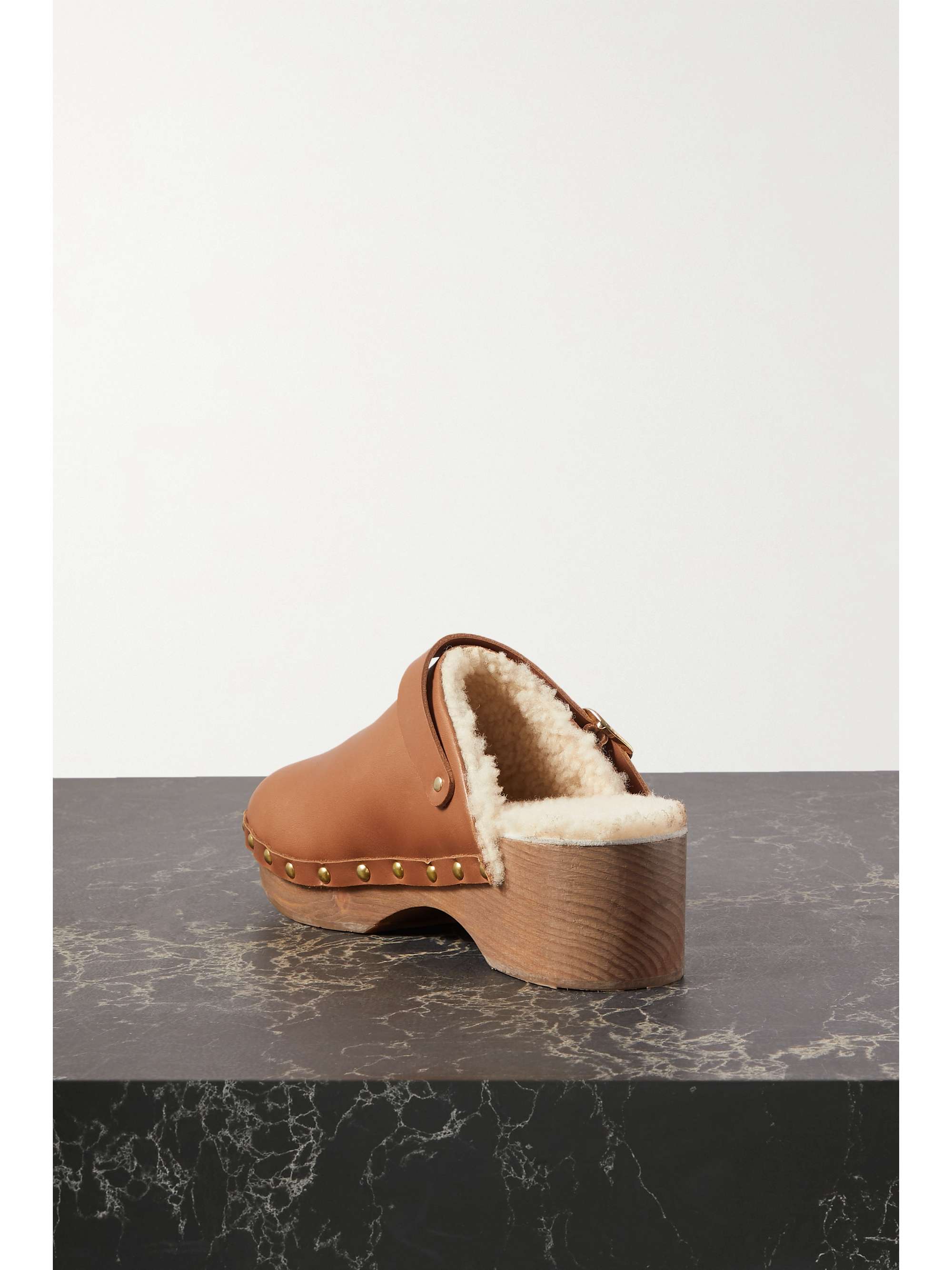neous dombai shearling lined leather slides