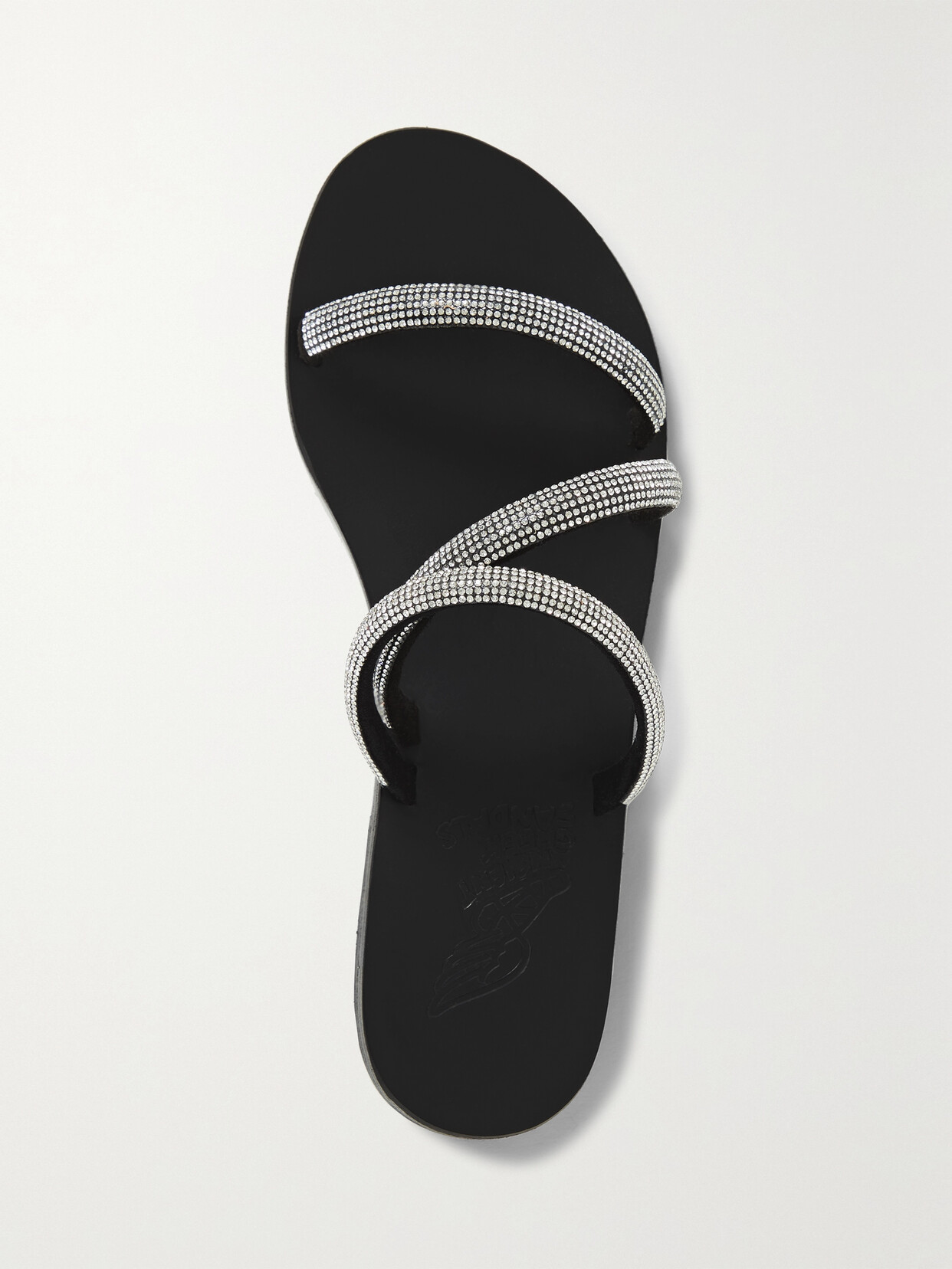 Shop Ancient Greek Sandals Polytimi Diamante Crystal-embellished Suede Sandals In Black