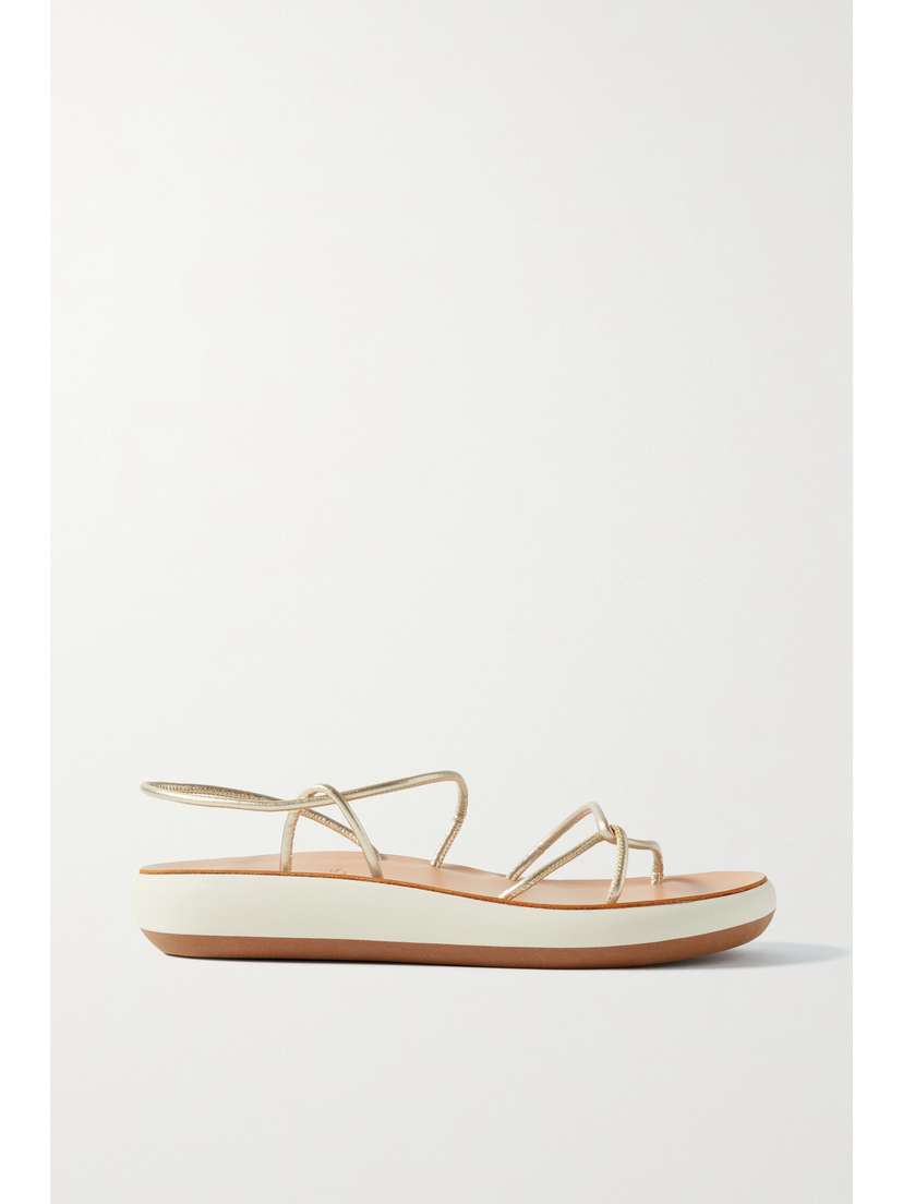 Ancient Greek Sandals Taxidi Comfort Metallic Leather Slingback Sandals