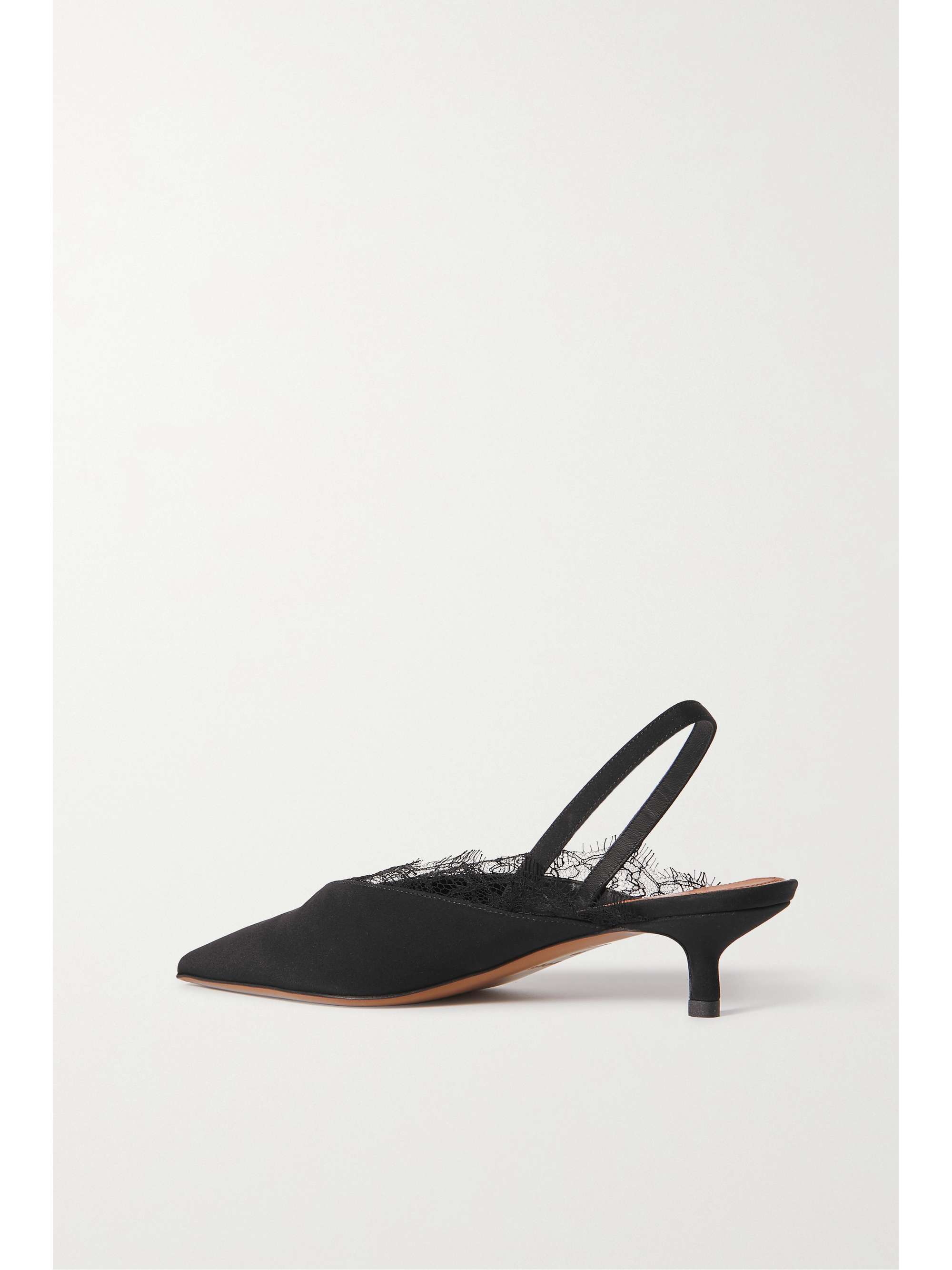 NEOUS Irena lace-trimmed crepe de chine slingback pumps