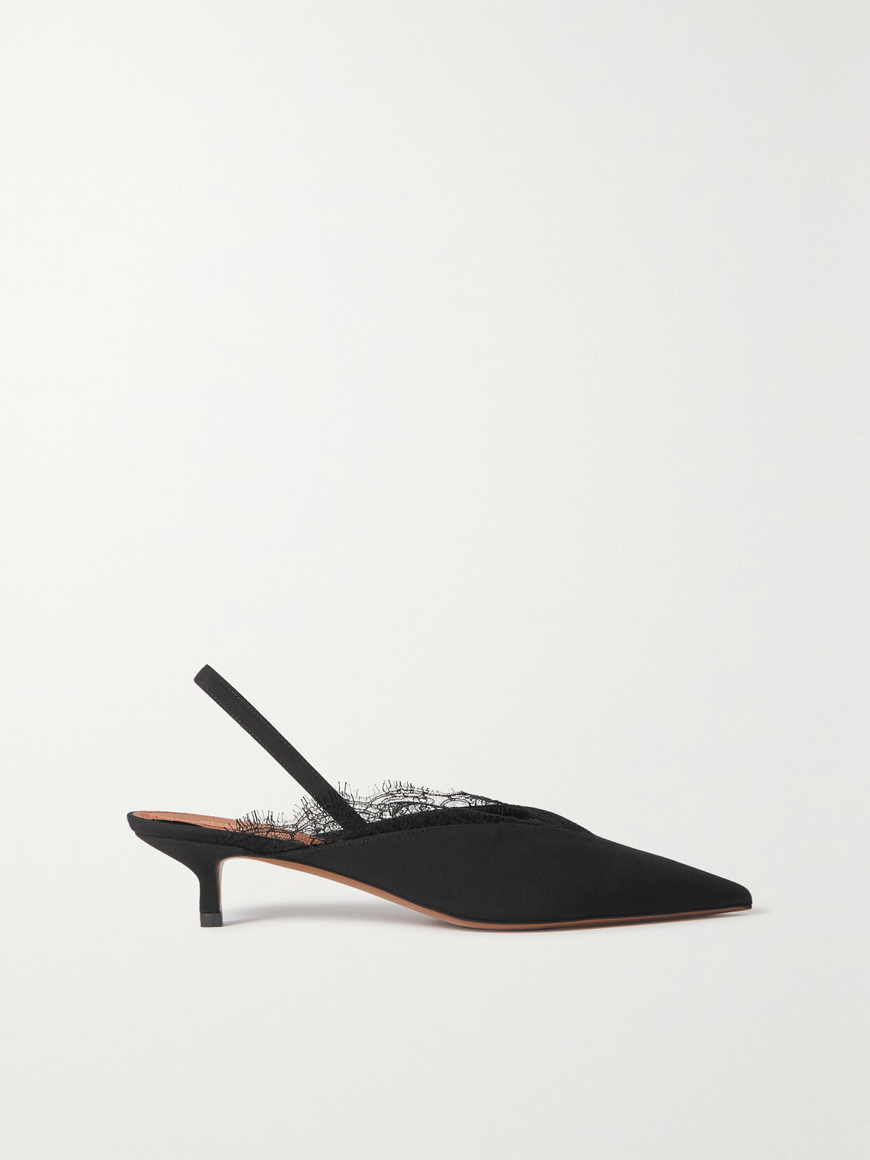 Neous Irena Lace-trimmed Crepe De Chine Slingback Pumps In Black (black)