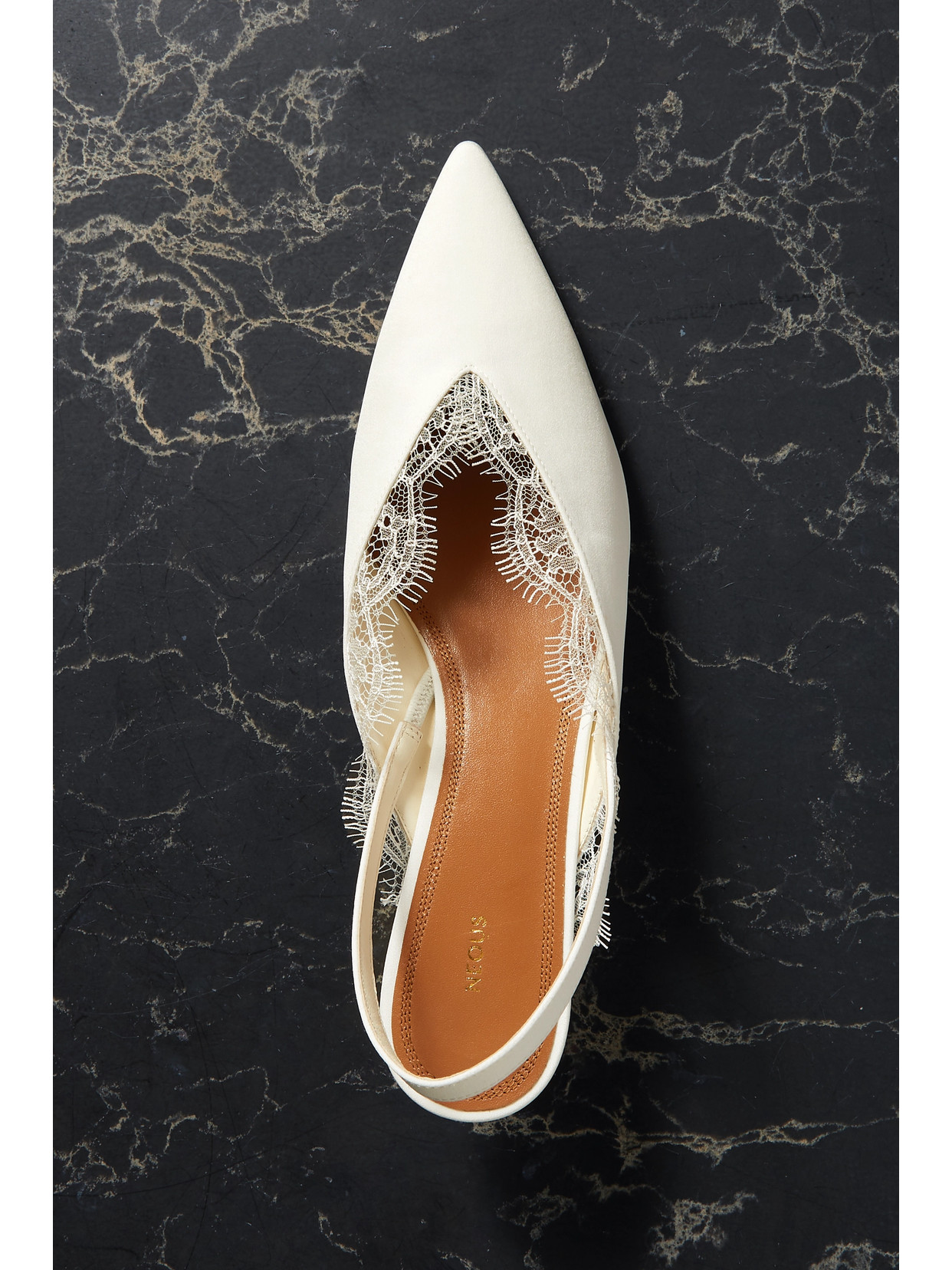 Neous Irena Lace-trimmed Crepe De Chine Slingback Pumps In White