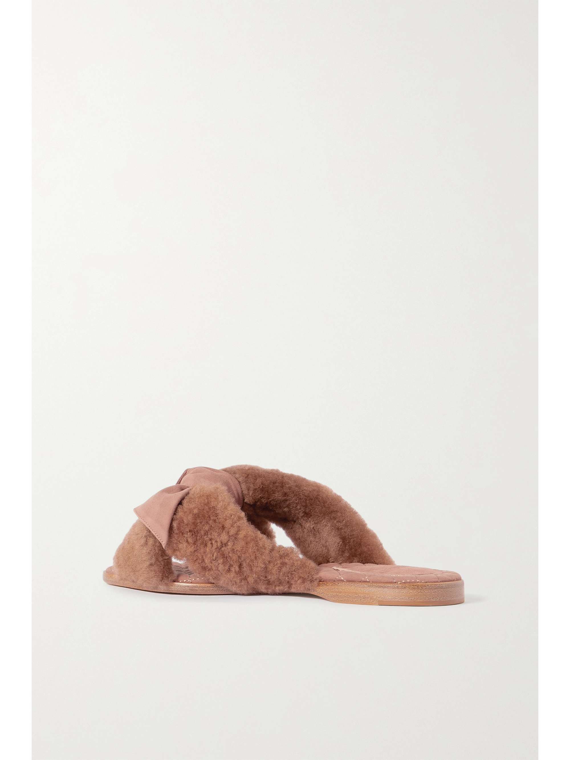 ALEXANDRE BIRMAN Maxi Clarita bow-embellished suede-trimmed shearling slides