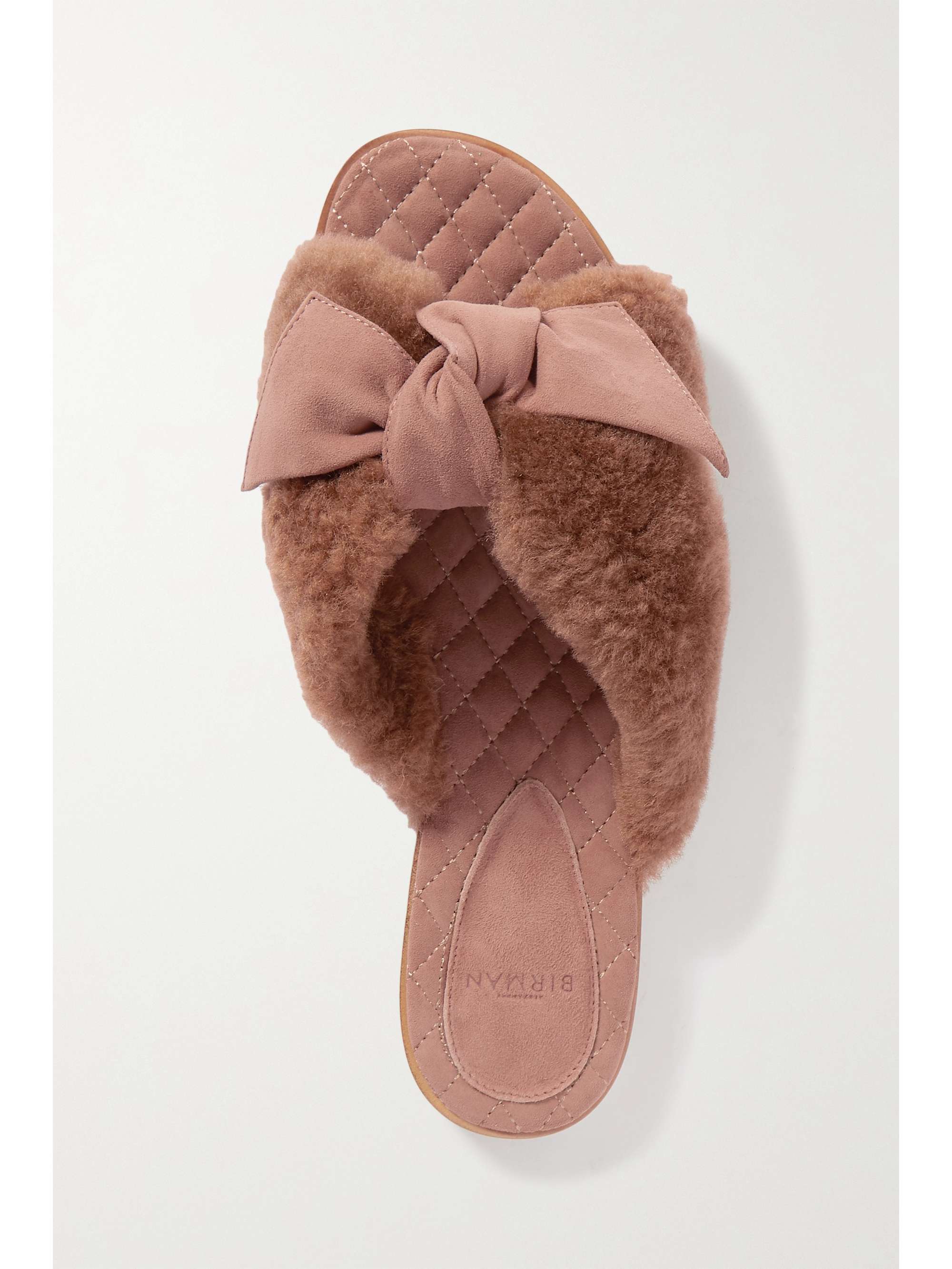 ALEXANDRE BIRMAN Maxi Clarita bow-embellished suede-trimmed shearling slides