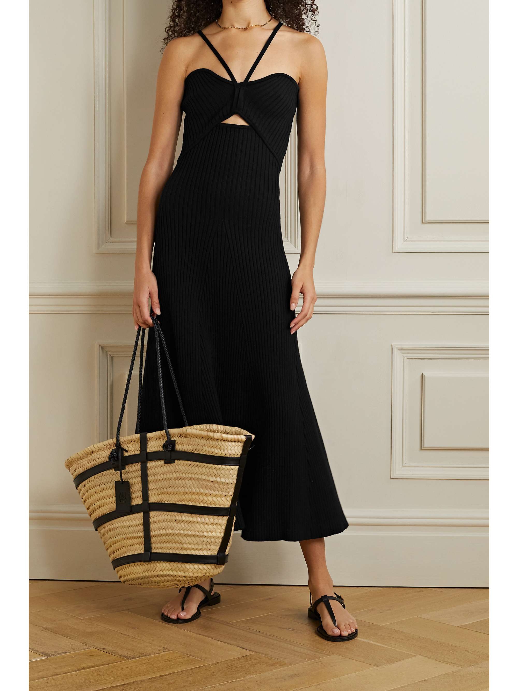 ANNA QUAN Galina Midikleid aus einer gerippten Baumwollmischung mit Cut-out