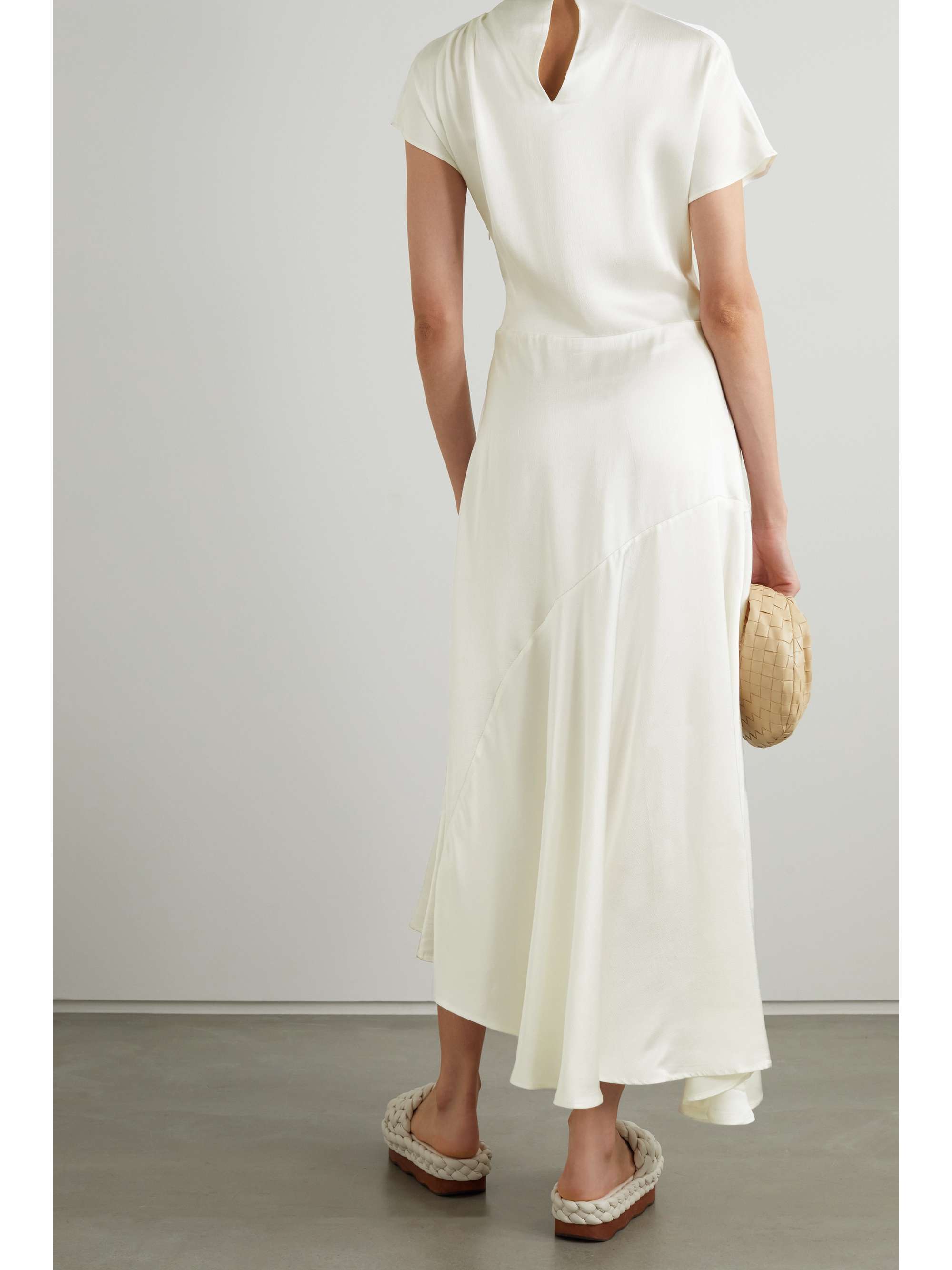 ANNA QUAN Celine asymmetric hammered-satin dress