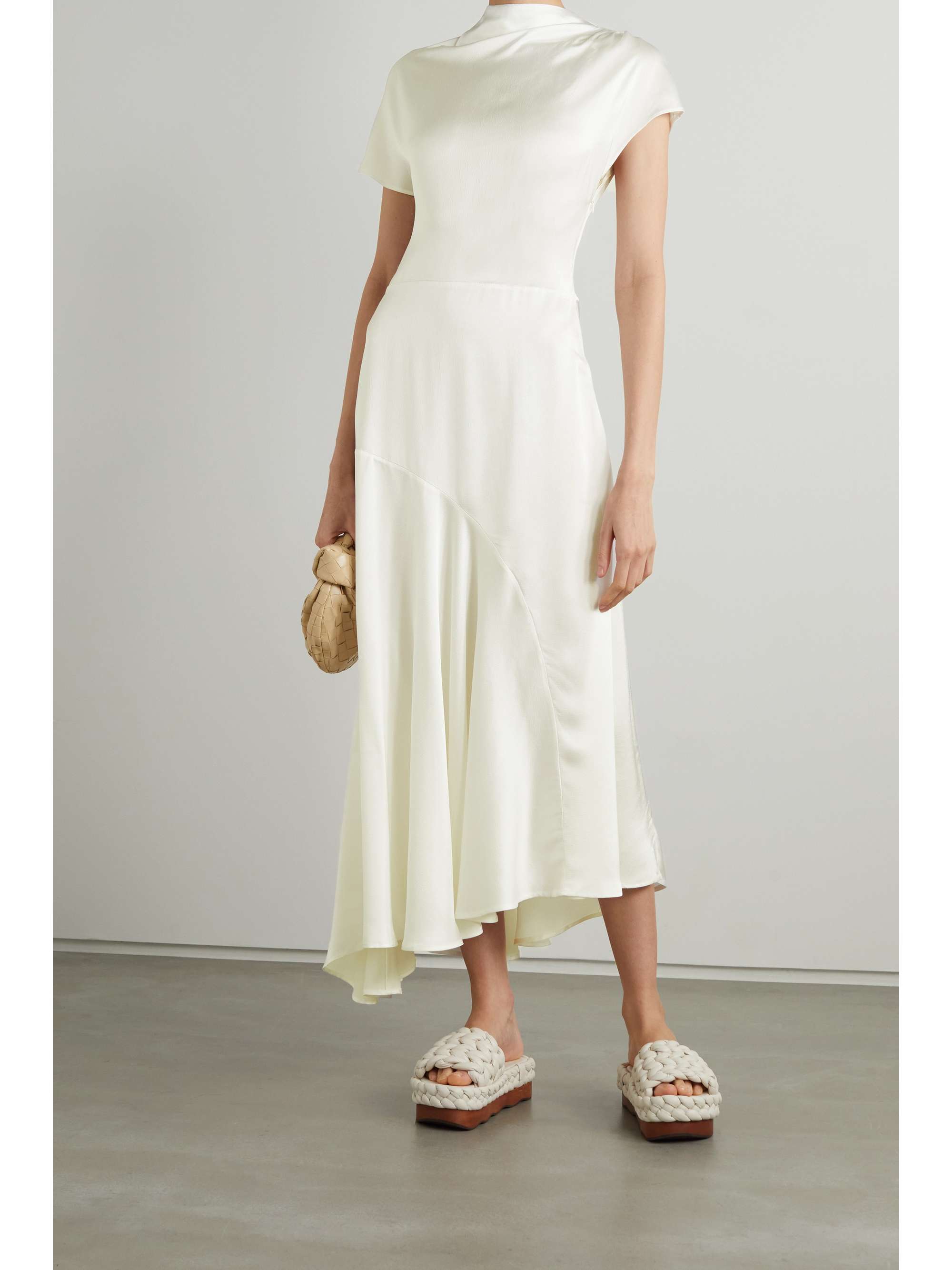ANNA QUAN Celine asymmetric hammered-satin dress