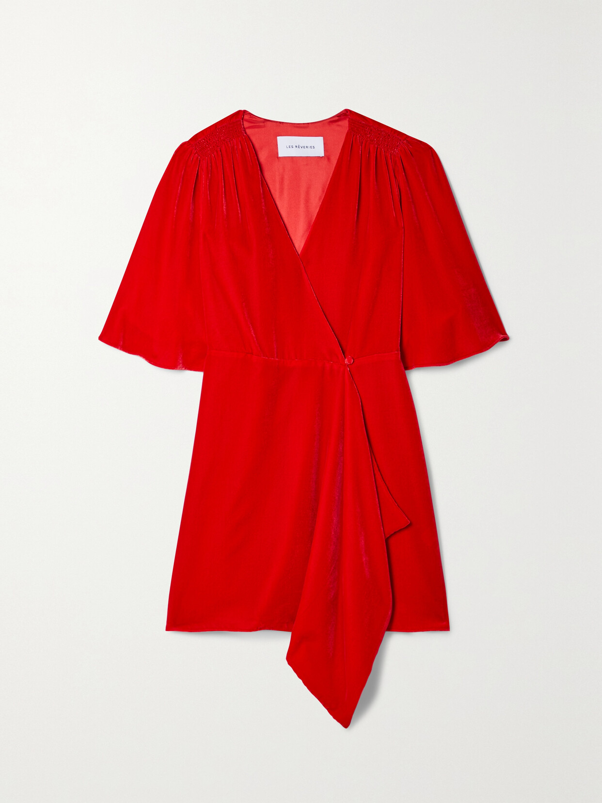 Les Rêveries Draped Velvet Mini Wrap Dress In Red