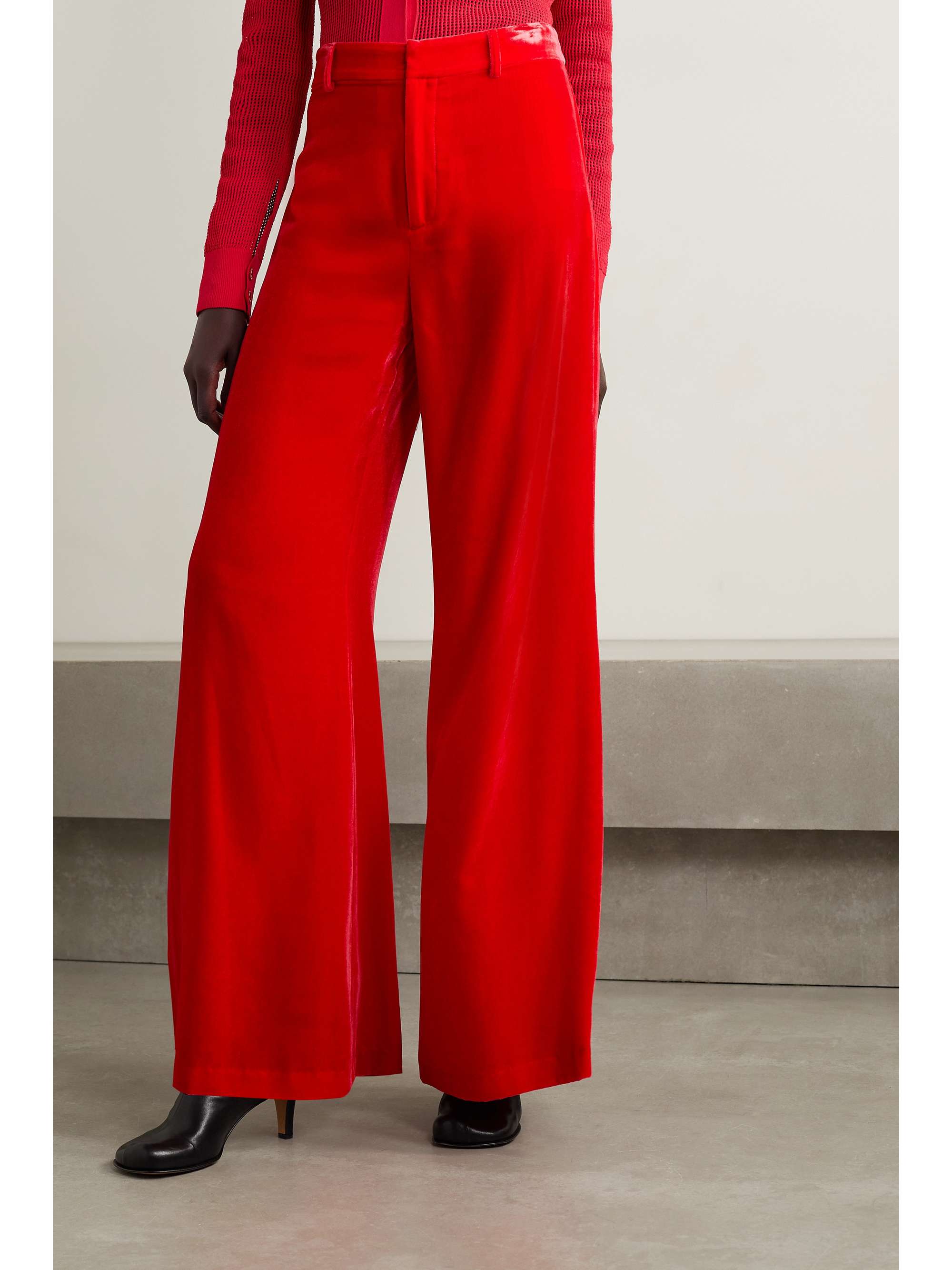 Red Velvet wide-leg pants | LES 